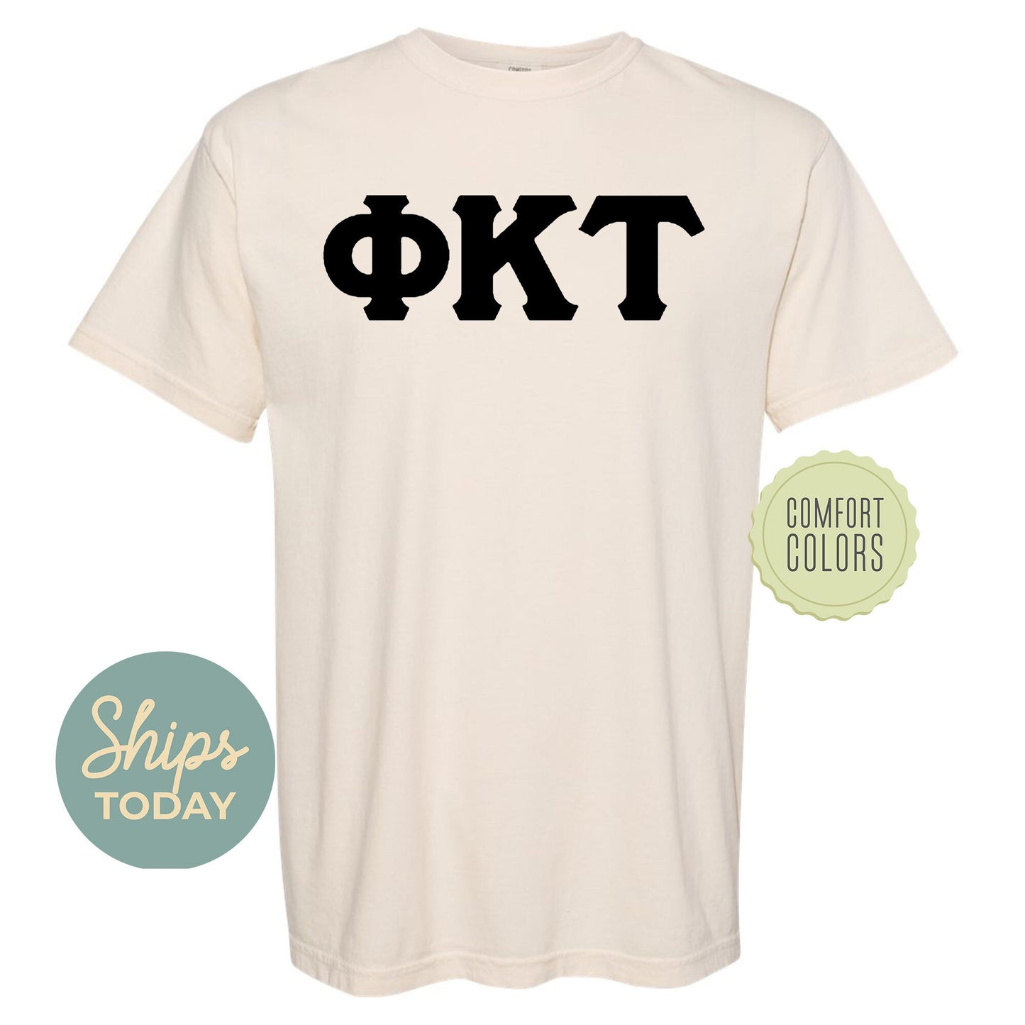 Phi Kappa Tau Black Letters Comfort Colors Farternity T-shirt _ 34923g