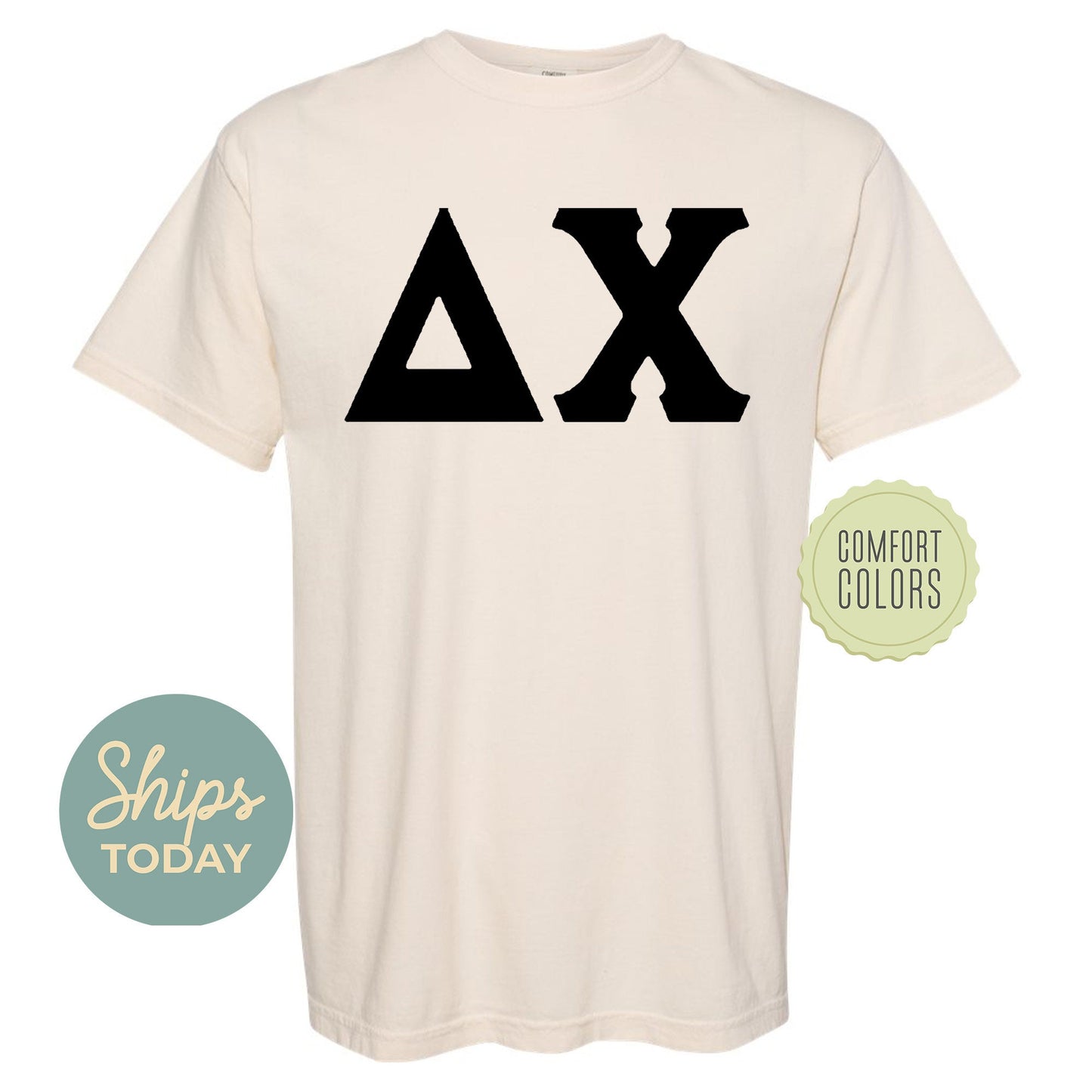 Delta Chi Black Letters Comfort Colors Farternity T-shirt _ 34913g