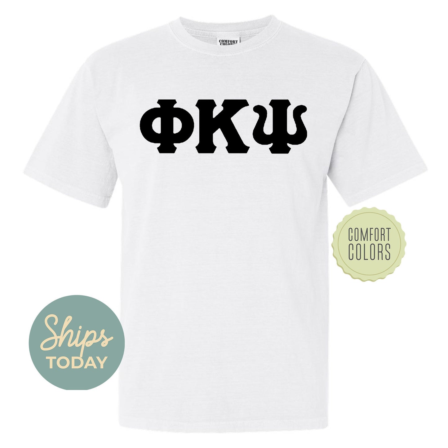 Phi Kappa Psi Black Letters Comfort Colors Farternity T-shirt _ 34922g