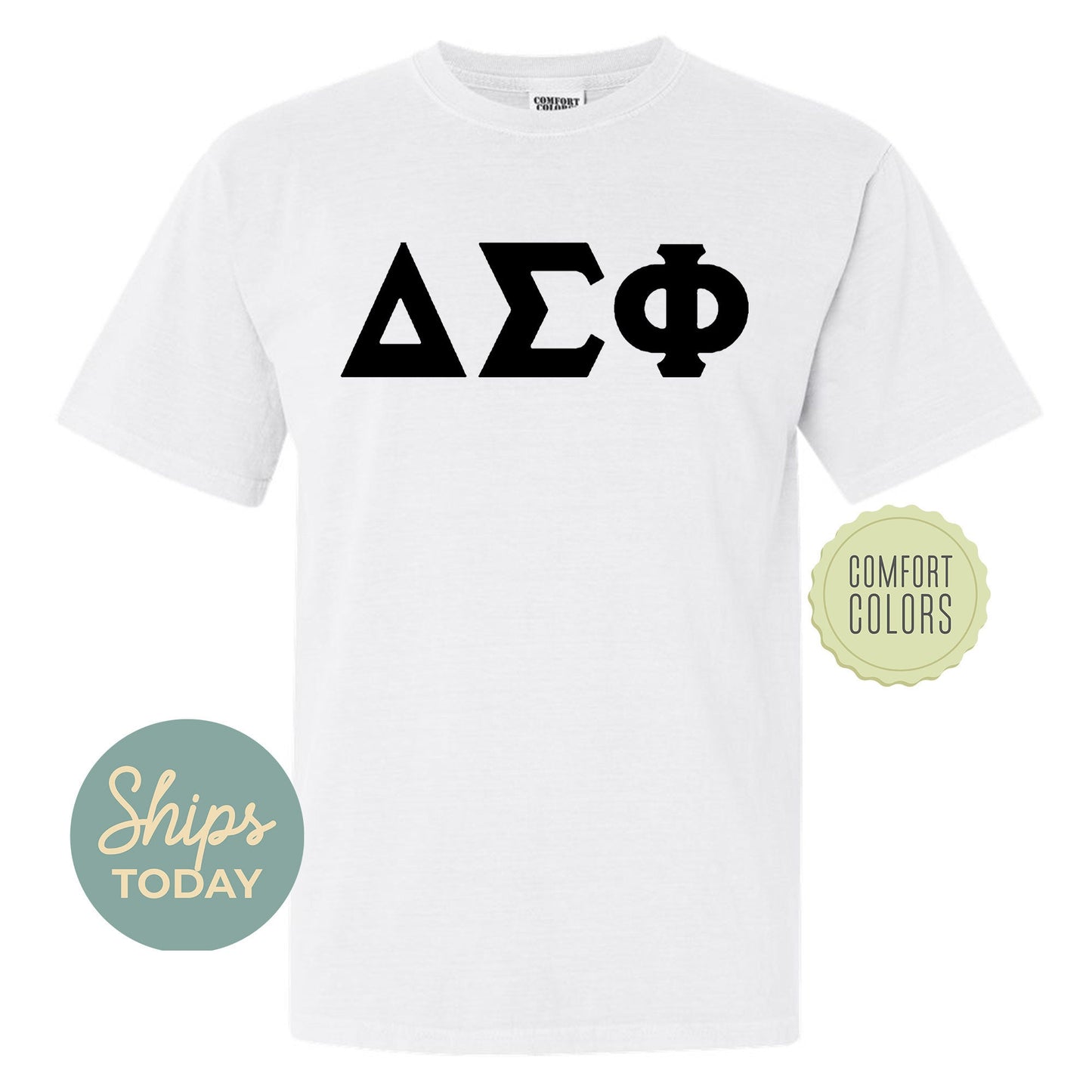 Delta Sigma Phi Black Letters Comfort Colors Farternity T-shirt _ 34914g