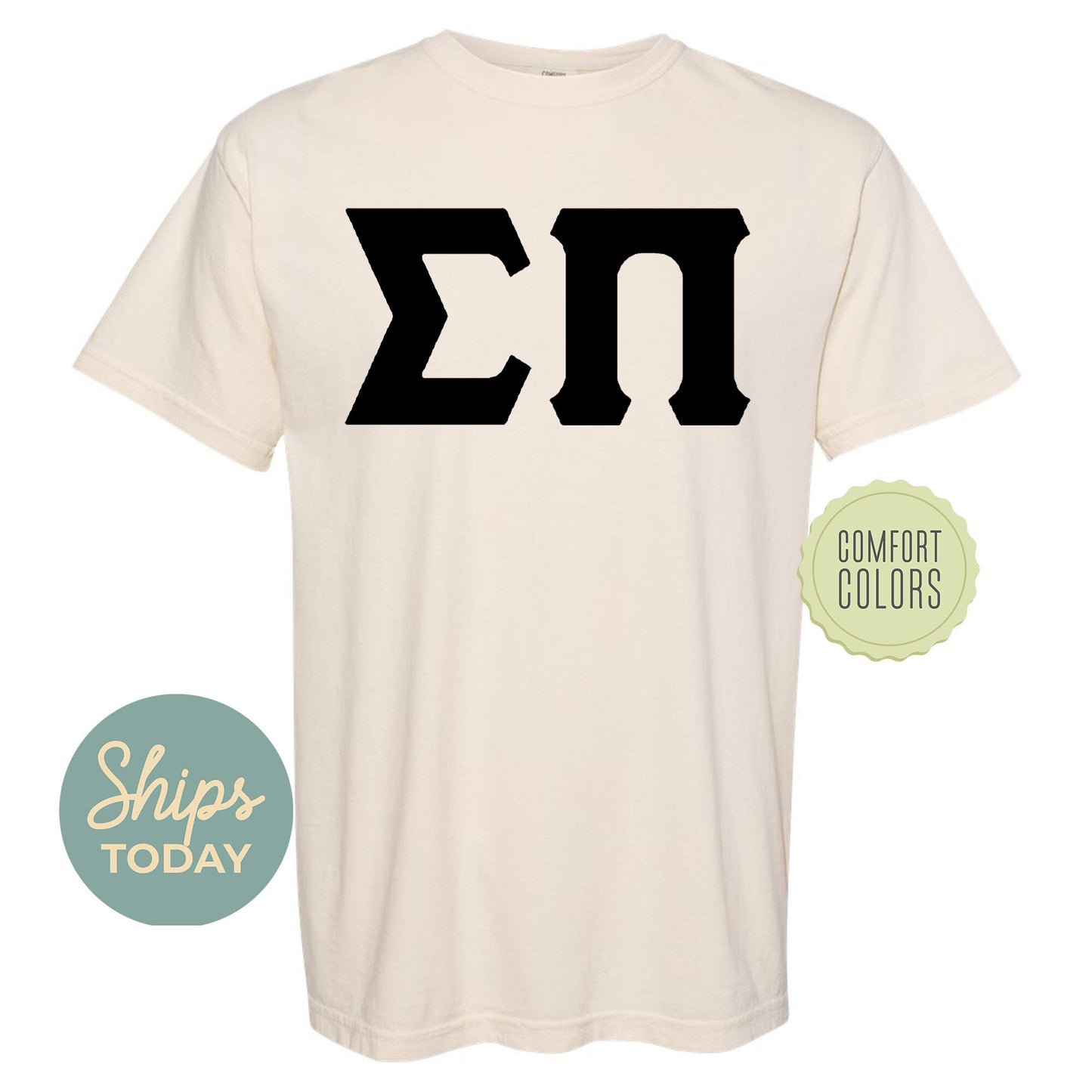 Sigma Pi Black Letters Comfort Colors Farternity T-shirt _ 34932g