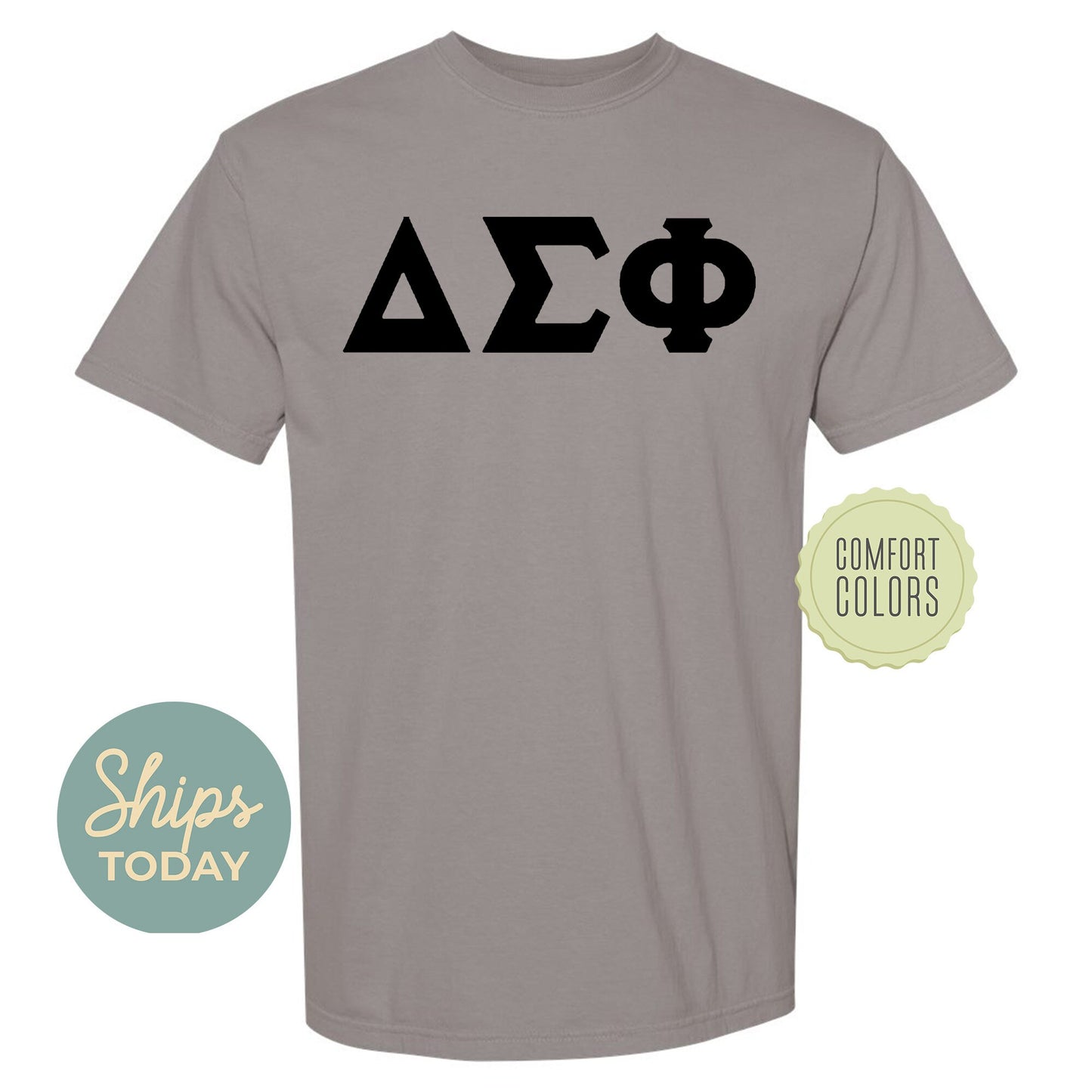 Delta Sigma Phi Black Letters Comfort Colors Farternity T-shirt _ 34914g