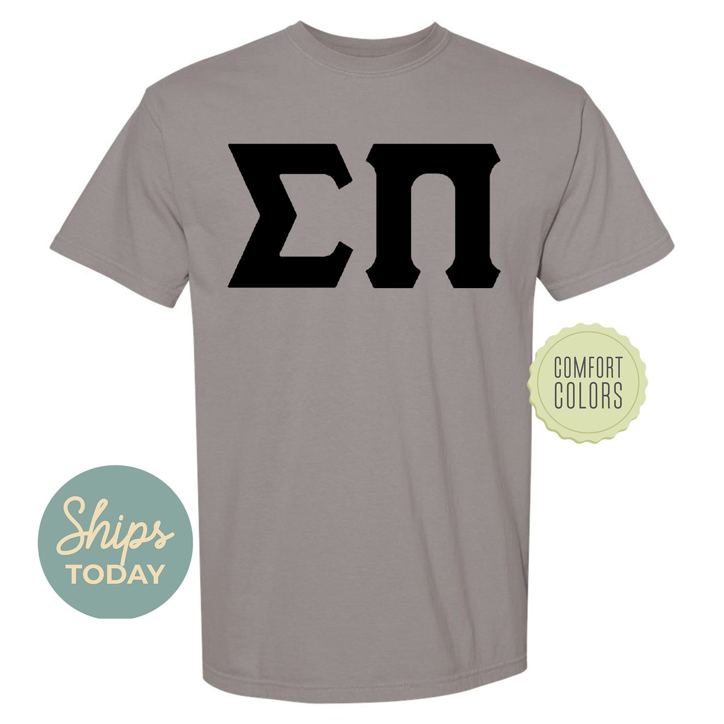 Sigma Pi Black Letters Comfort Colors Farternity T-shirt _ 34932g