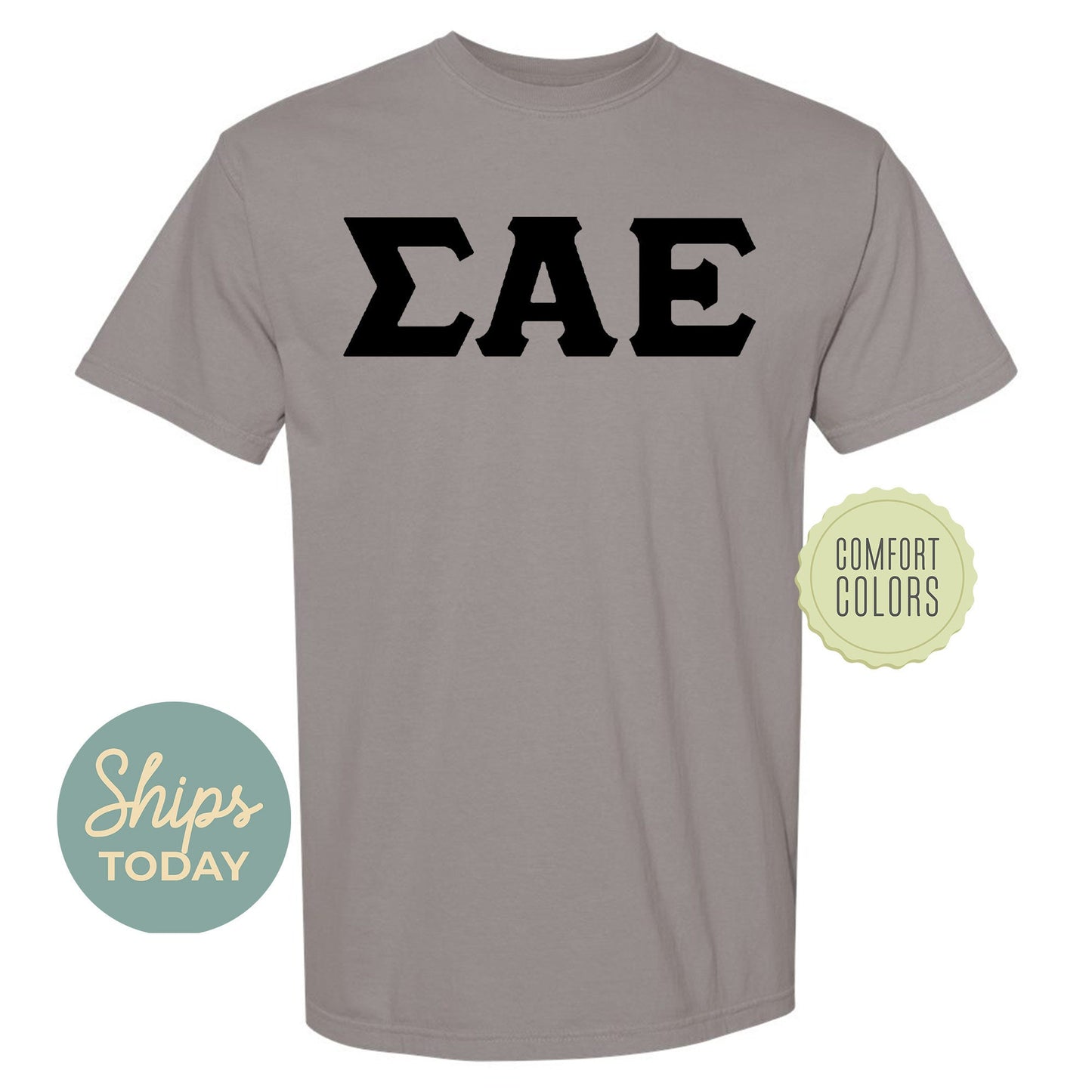 Sigma Alpha Epsilon Black Letters Comfort Colors Farternity T-shirt _ 34927g