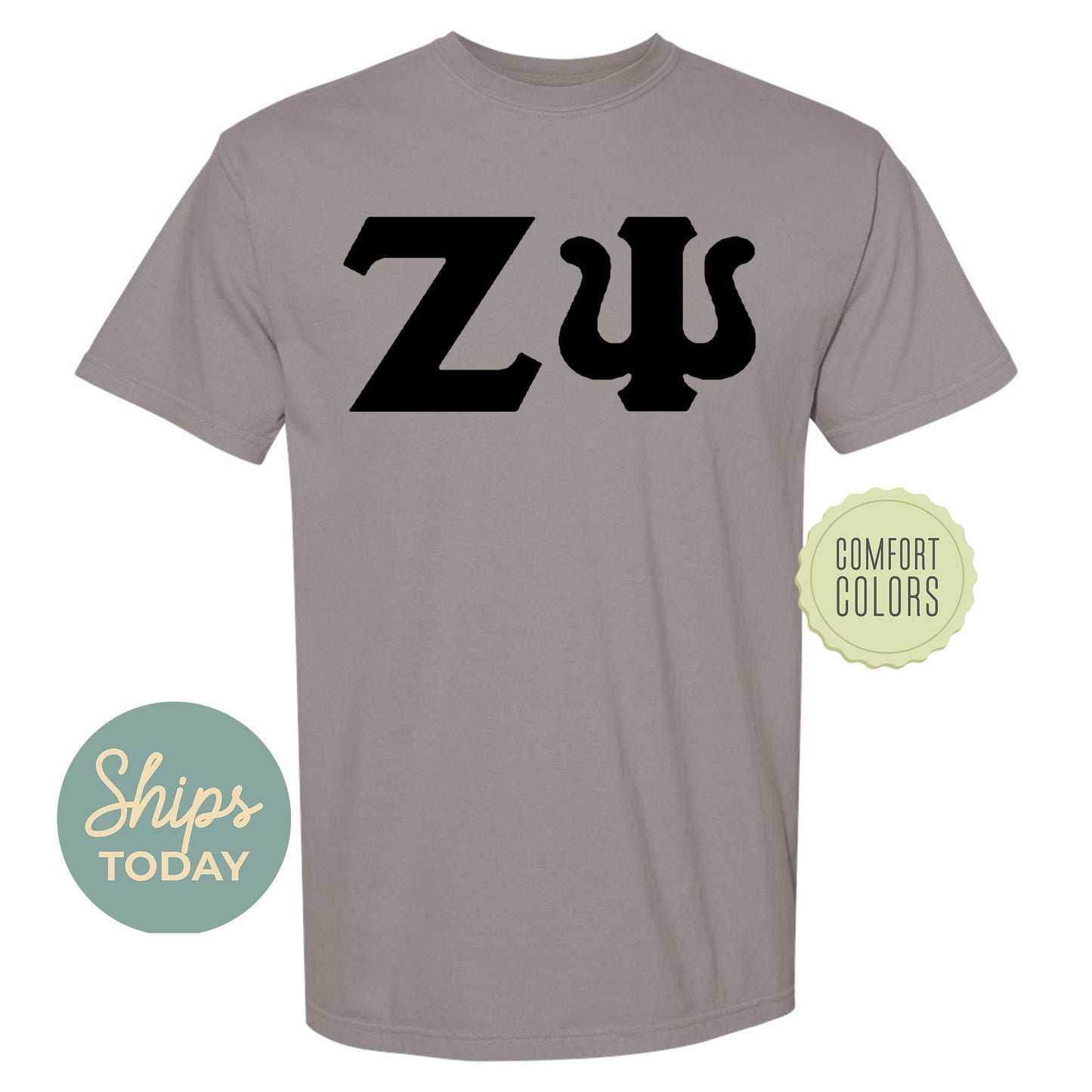 Zeta Psi Black Letters Comfort Colors Farternity T-shirt _ 34937g