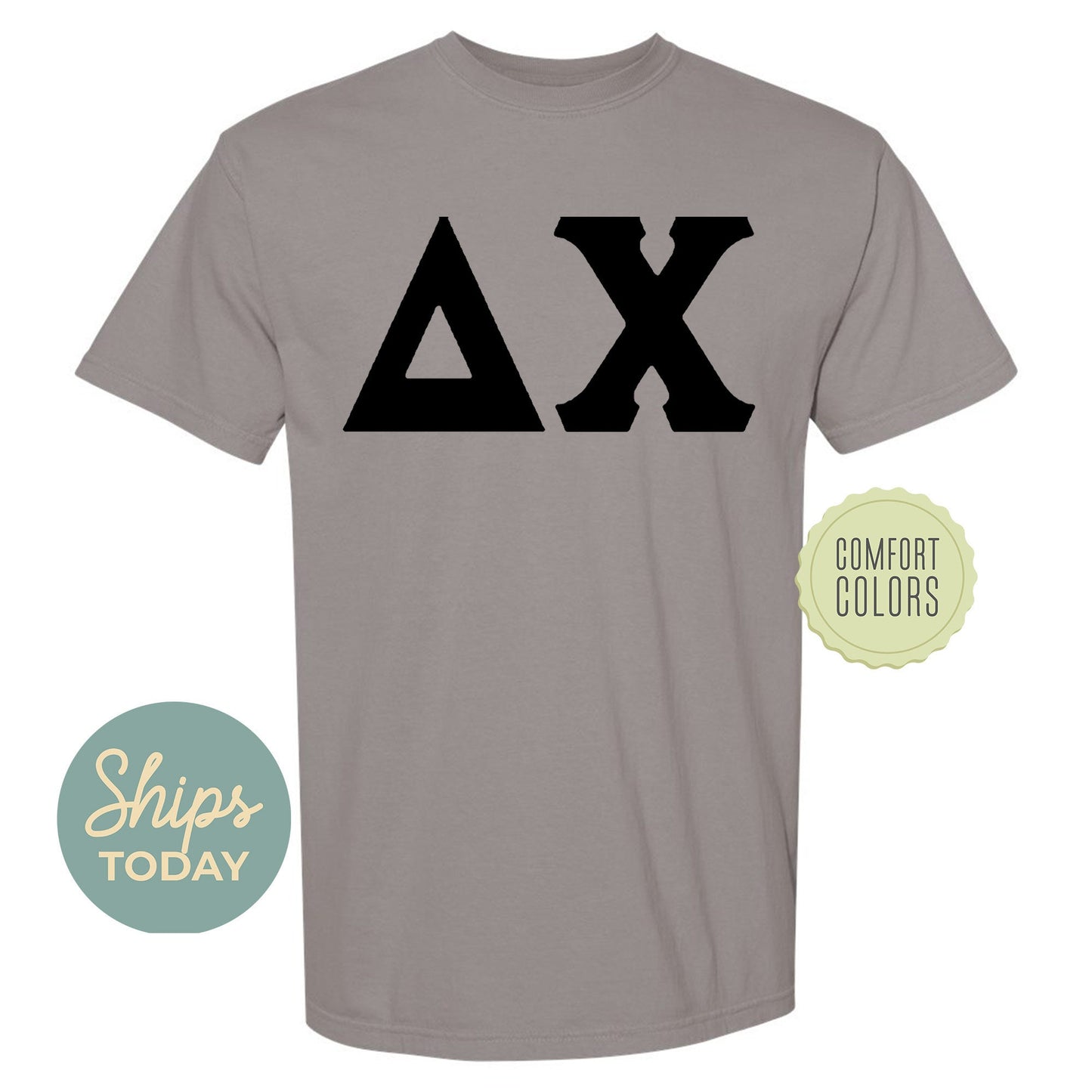Delta Chi Black Letters Comfort Colors Farternity T-shirt _ 34913g