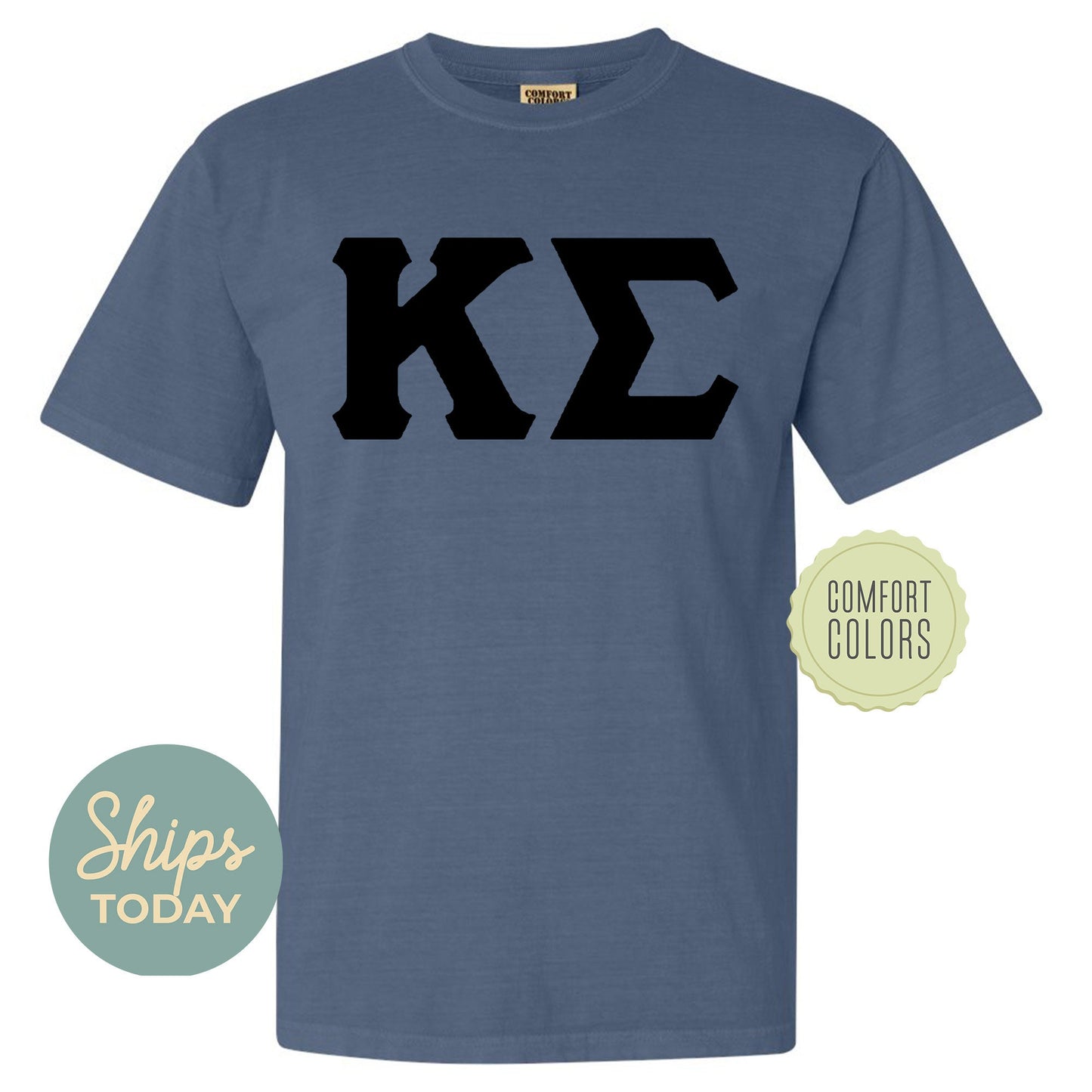 Kappa Sigma Black Letters Comfort Colors Farternity T-shirt _ 34919g