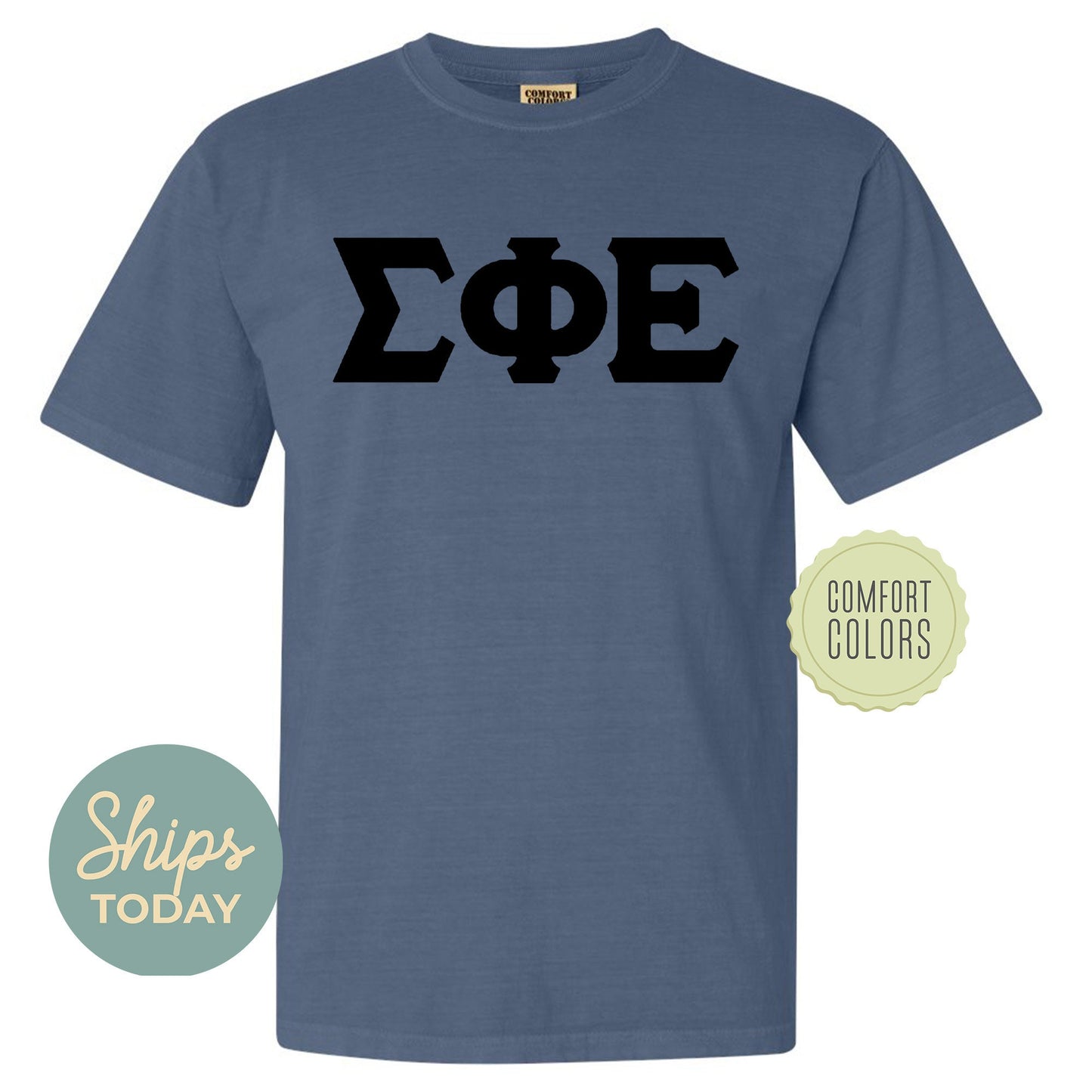 Sigma Phi Epsilon Black Letters Comfort Colors Farternity T-shirt _ 34931g