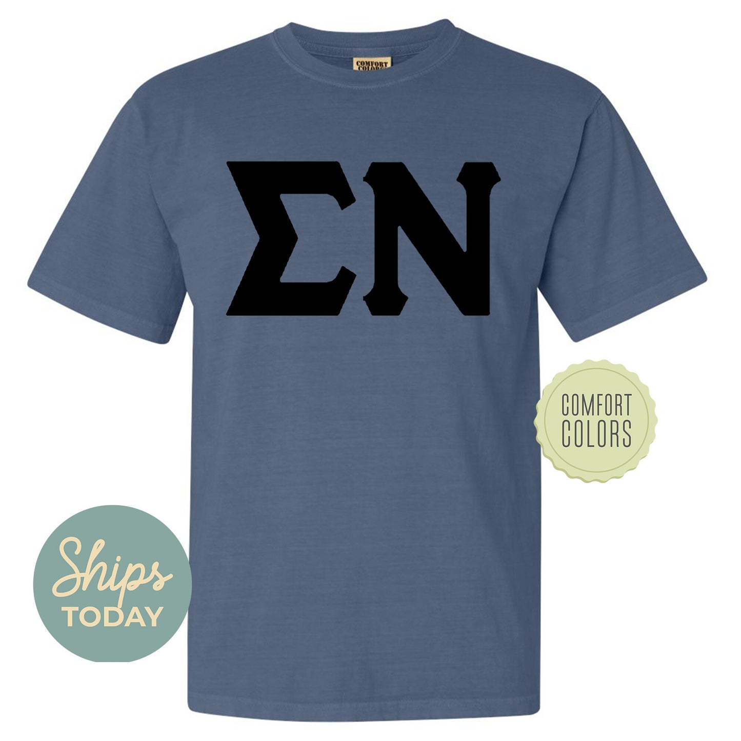 Sigma Nu Black Letters Comfort Colors Farternity T-shirt _ 34930g