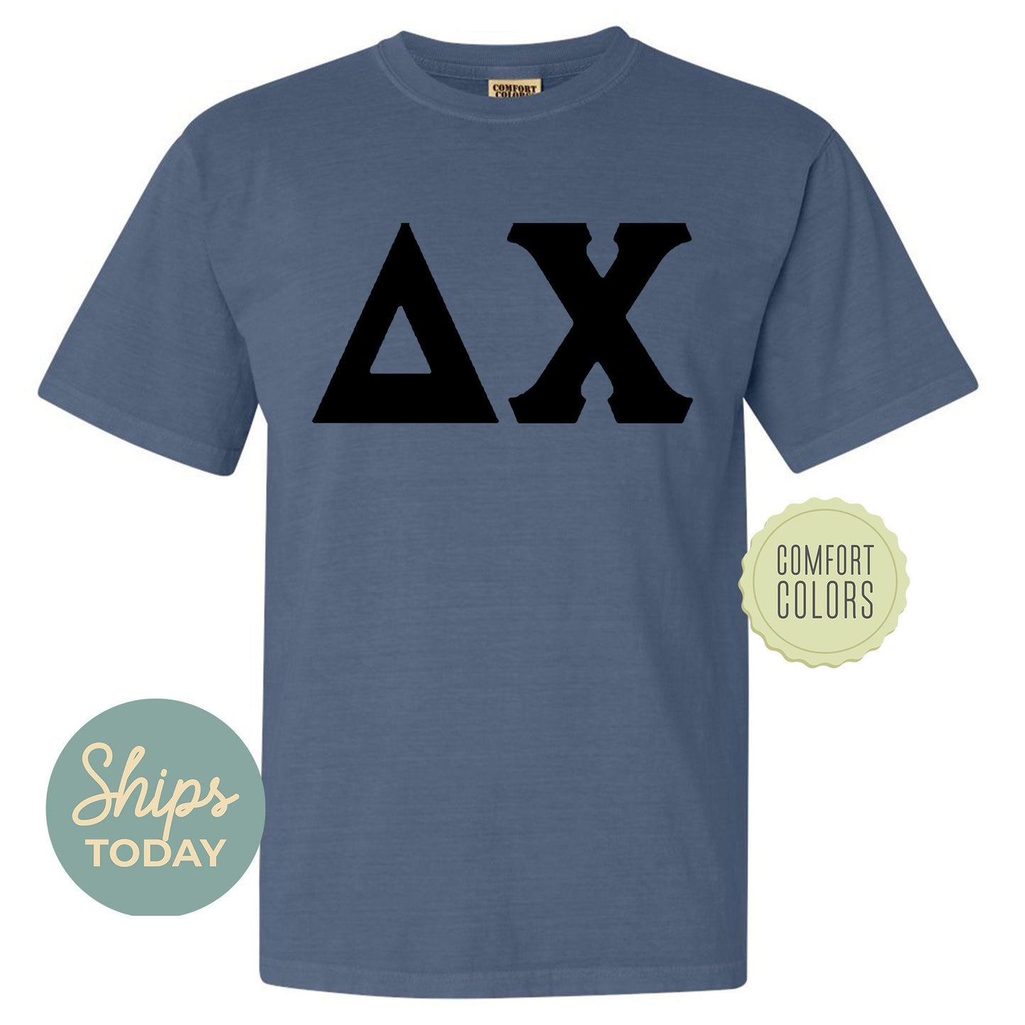 Delta Chi Black Letters Comfort Colors Farternity T-shirt _ 34913g