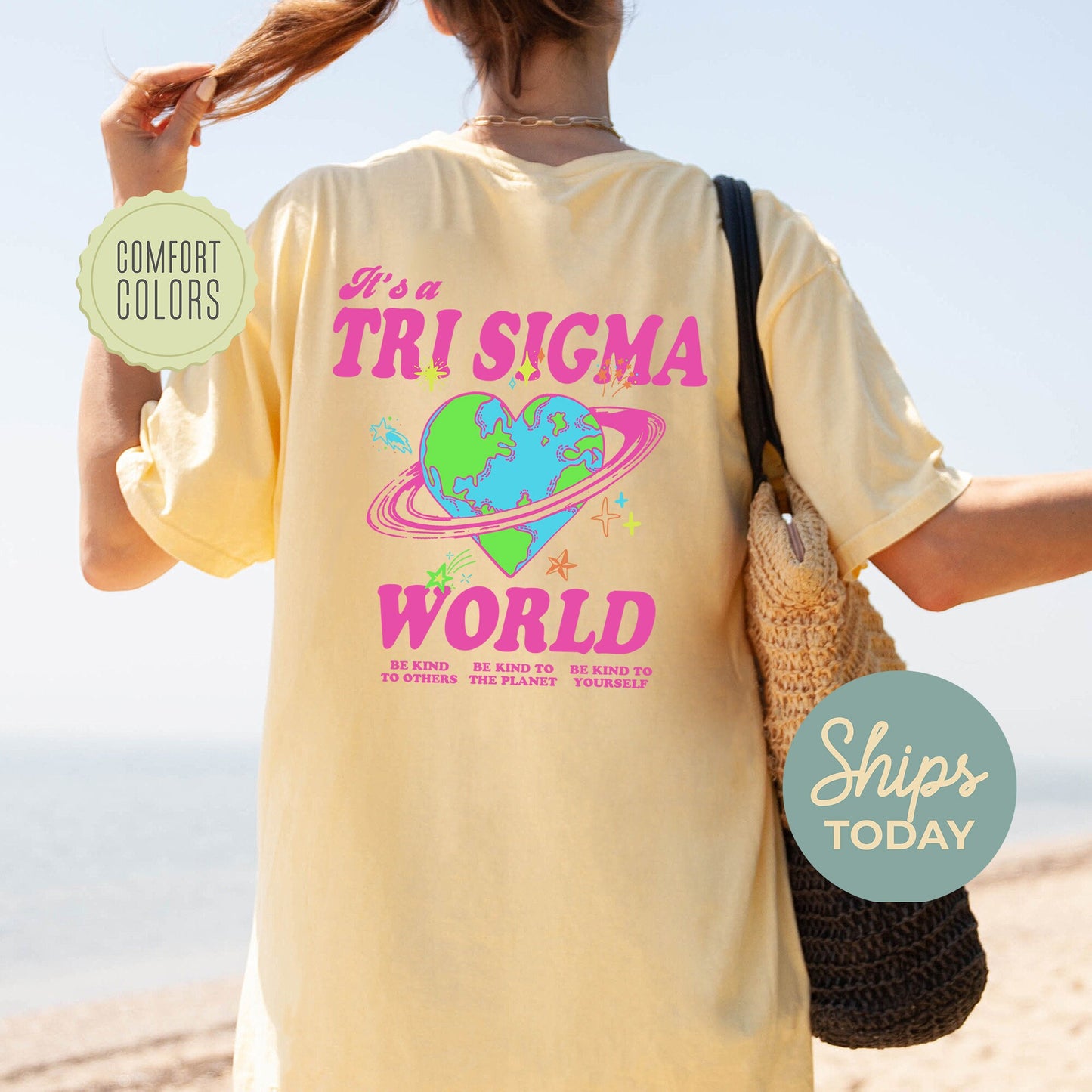 Sigma Sigma Sigma Pink Planet Comfort Colors Sorority T-shirt _ 34253g
