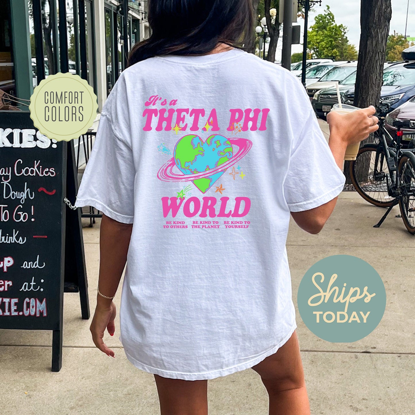 Theta Phi Alpha Pink Planet Comfort Colors Sorority T-shirt _ 34254g