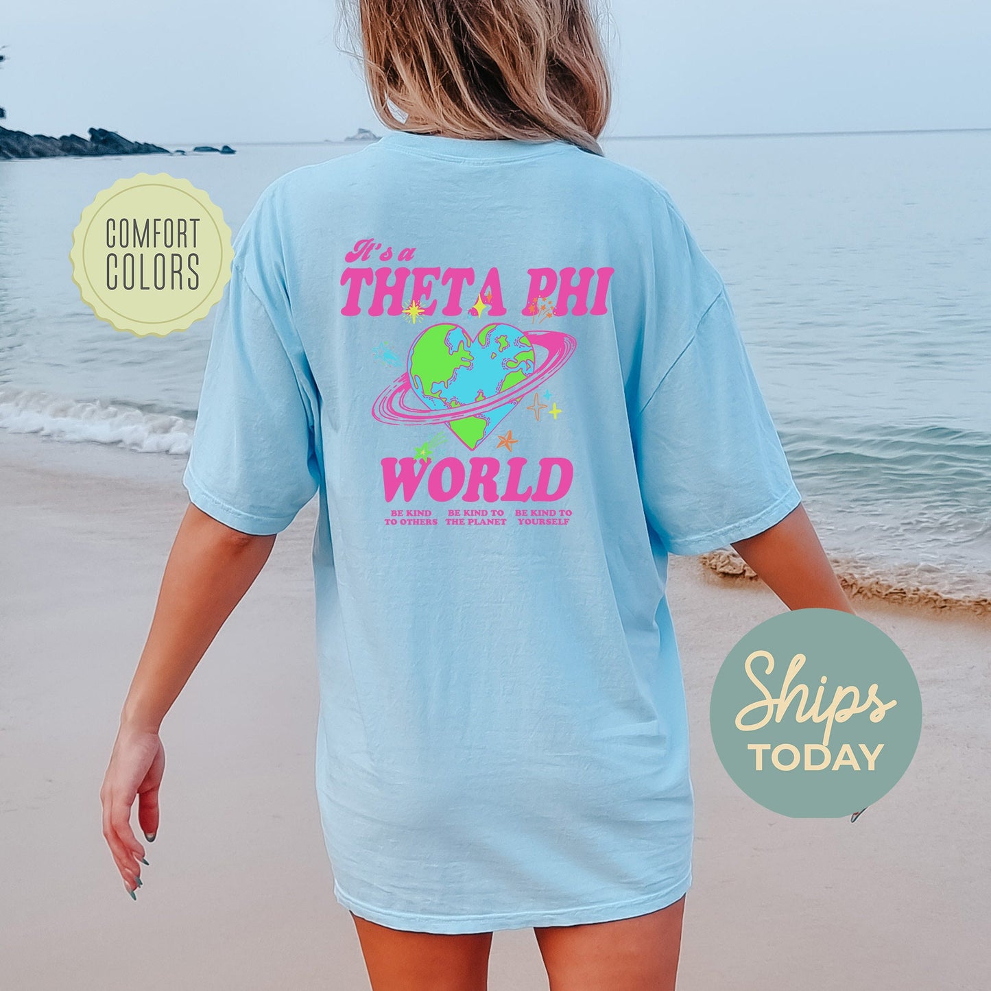 Theta Phi Alpha Pink Planet Comfort Colors Sorority T-shirt _ 34254g