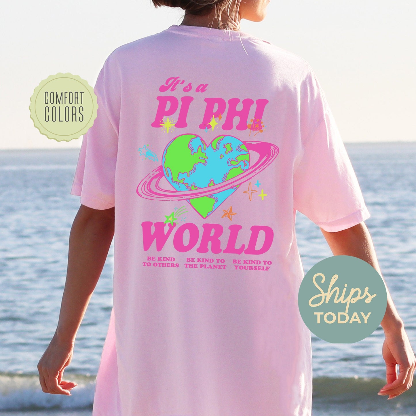 Pi Beta Phi Pink Planet Comfort Colors Sorority T-shirt _ 34250g