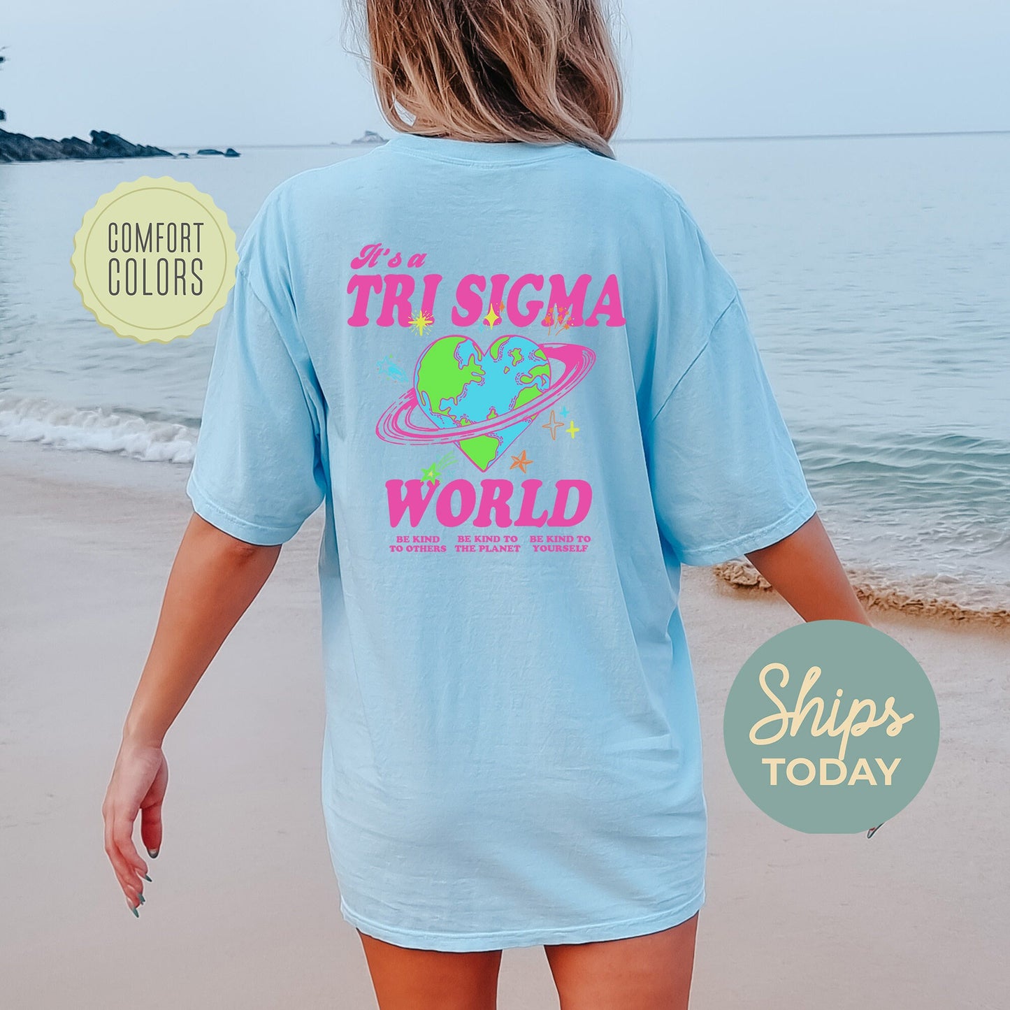 Sigma Sigma Sigma Pink Planet Comfort Colors Sorority T-shirt _ 34253g