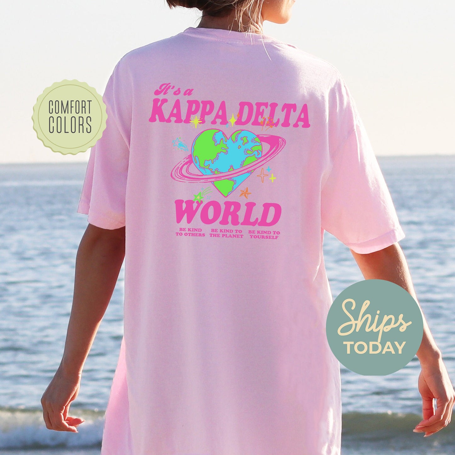 Kappa Delta Pink Planet Comfort Colors Sorority T-shirt _ 34246g