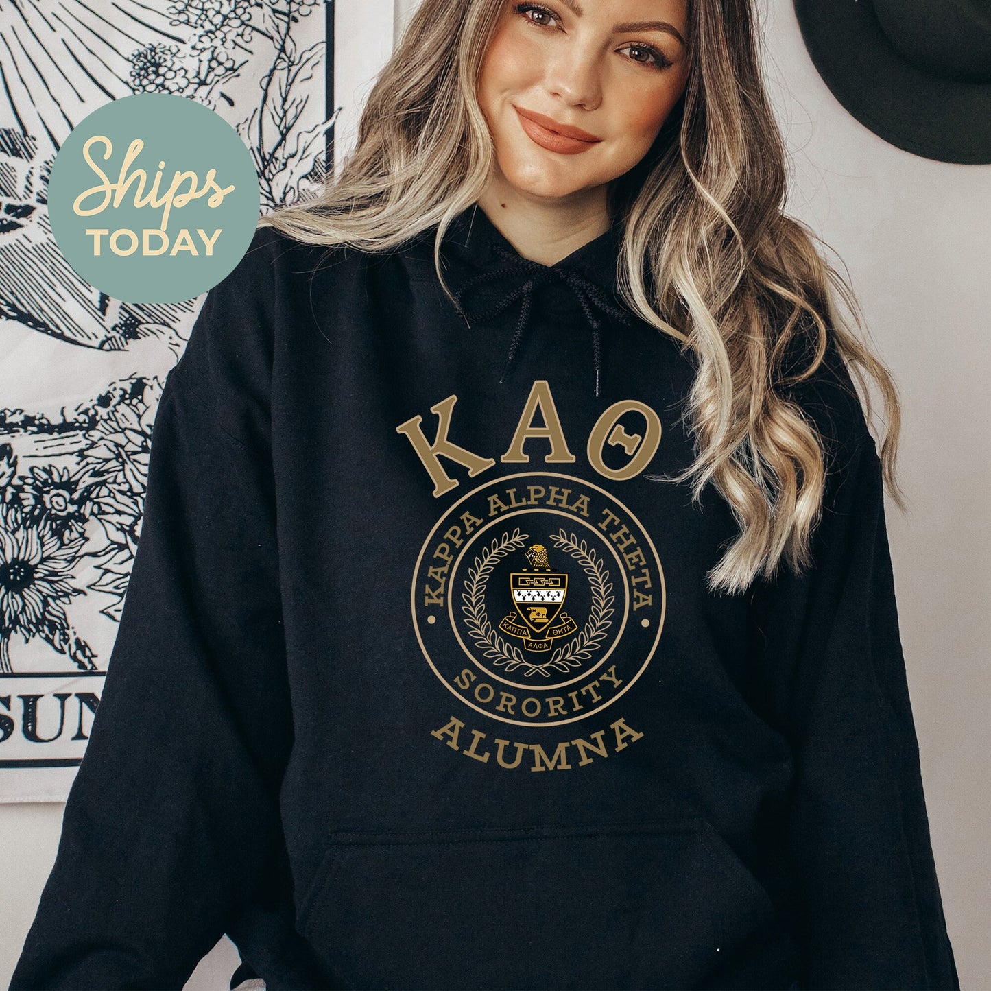 Kappa Alpha Theta Alumna Vintage Sorority Hoodie _ 31024g