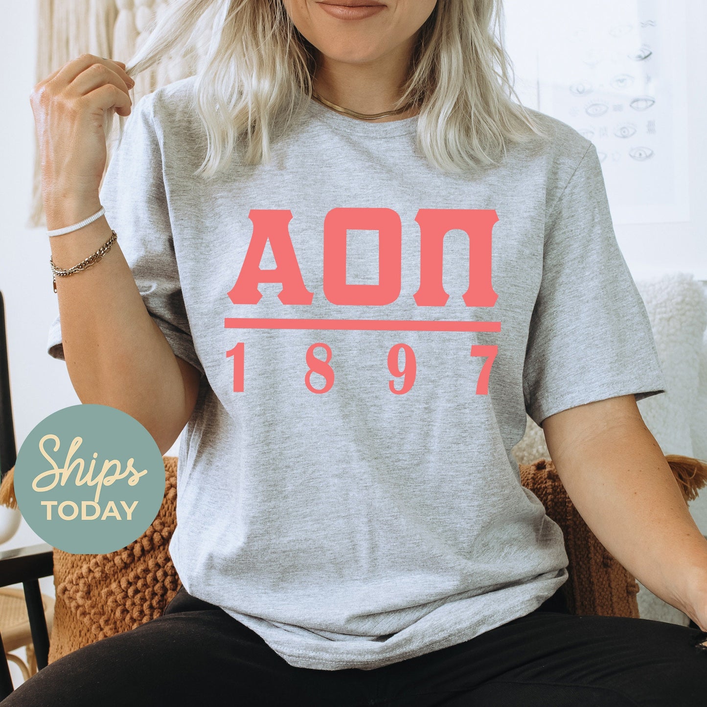 Alpha Omicron Pi Monochromatic Sorority T-shirt _ 30847g