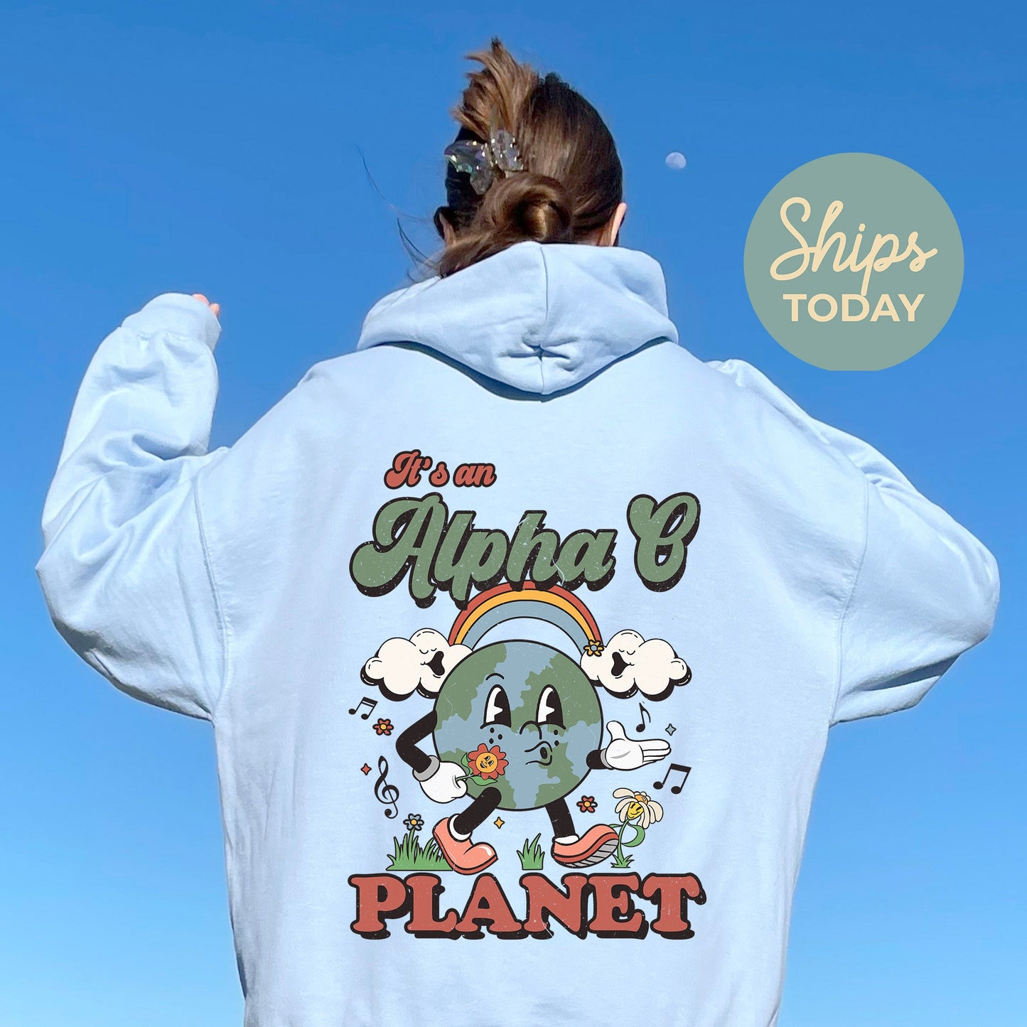 Alpha Omicron Pi Kinder Planet Sorority Hoodie _ 35415g