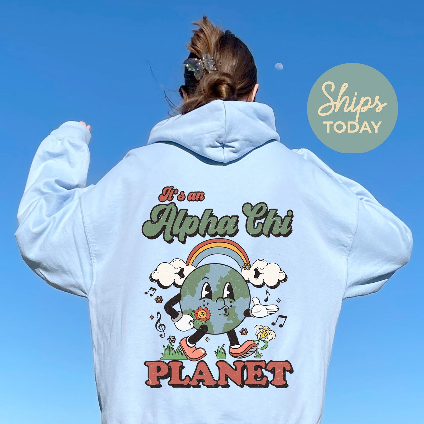 Alpha Chi Omega Kinder Planet Sorority Hoodie _ 35411g