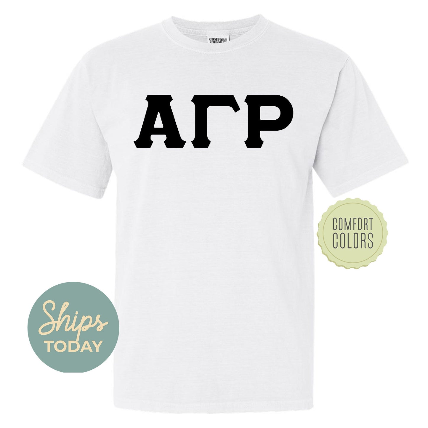 Alpha Gamma Rho Black Letters Comfort Colors Farternity T-shirt _ 34908g