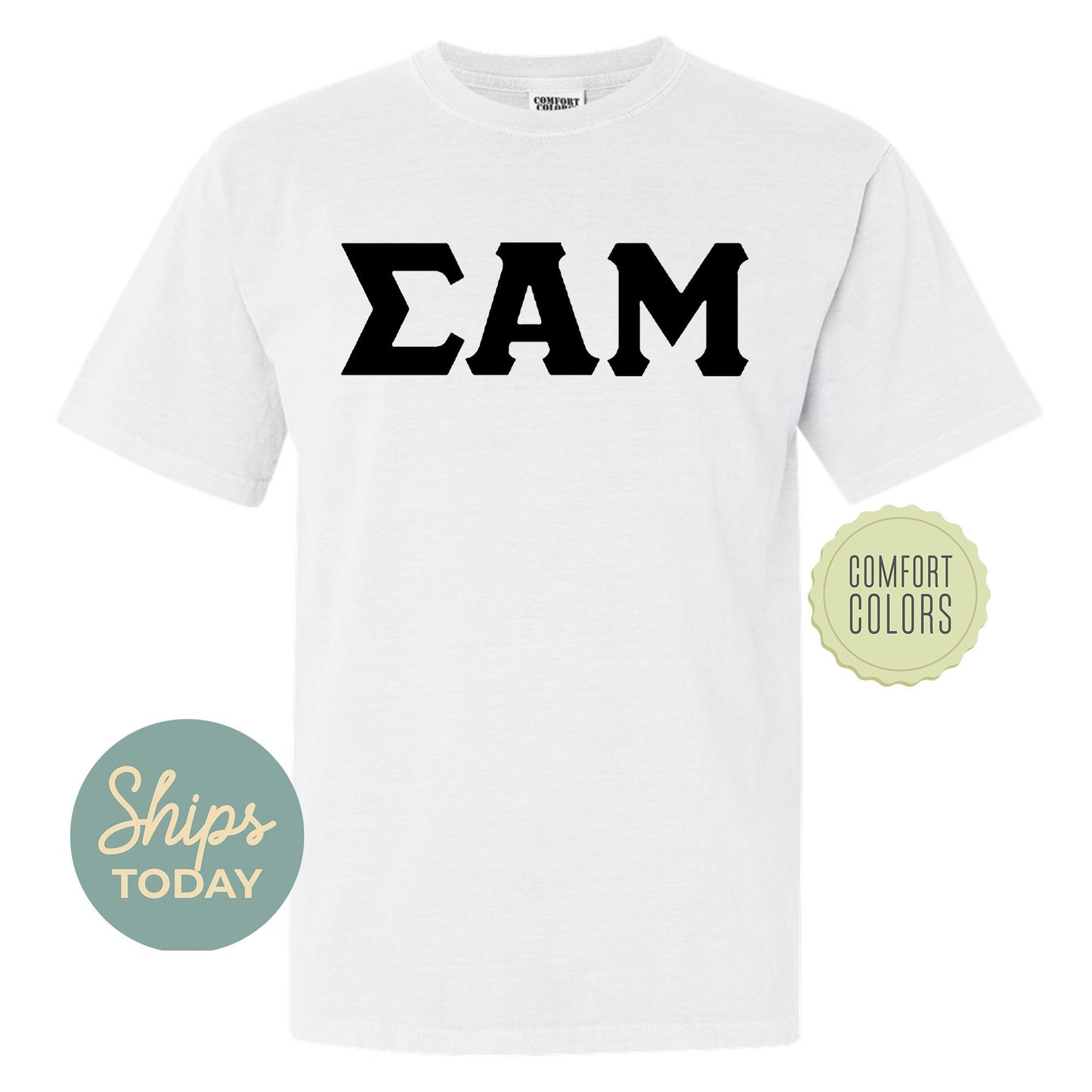 Sigma Alpha Mu Black Letters Comfort Colors Farternity T-shirt _ 34928g