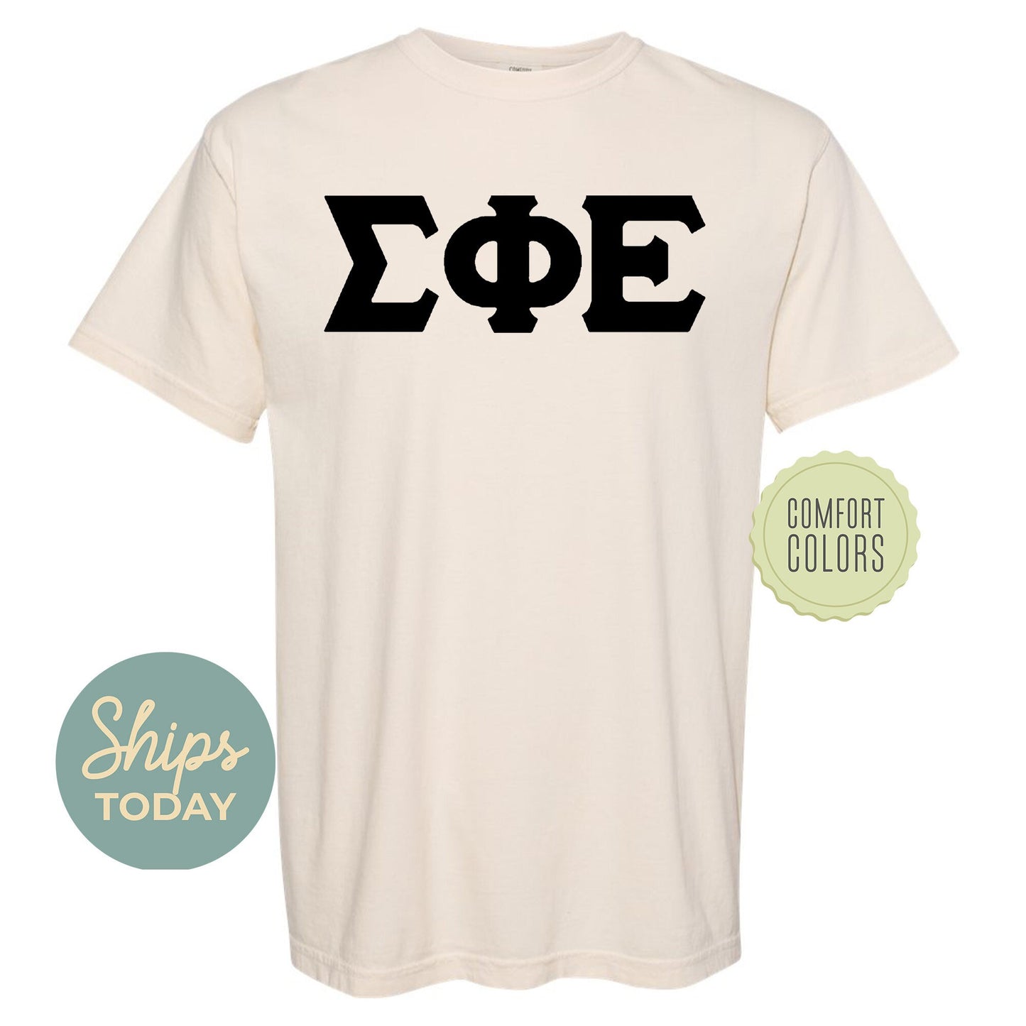Sigma Phi Epsilon Black Letters Comfort Colors Farternity T-shirt _ 34931g