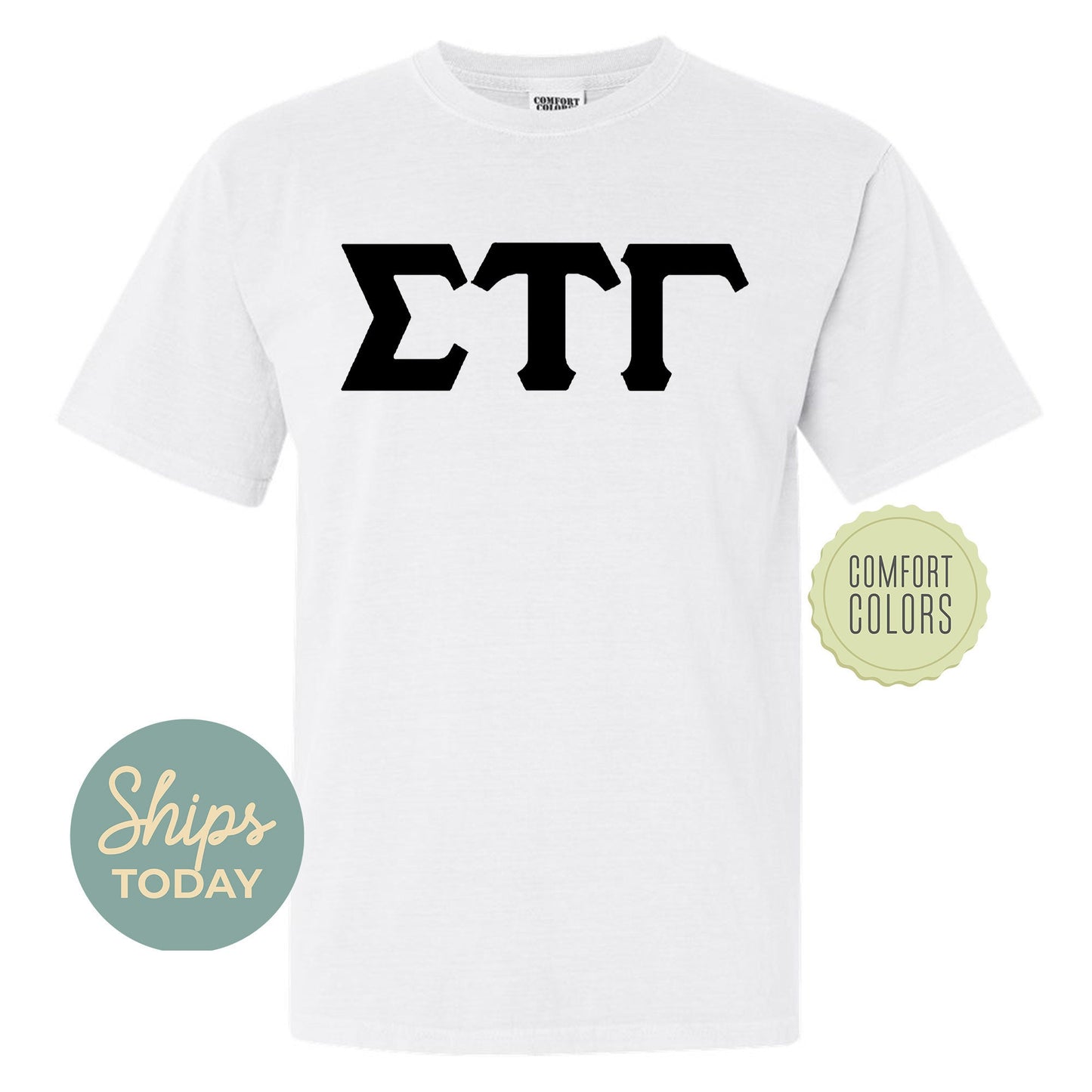 Sigma Tau Gamma Black Letters Comfort Colors Farternity T-shirt _ 34933g
