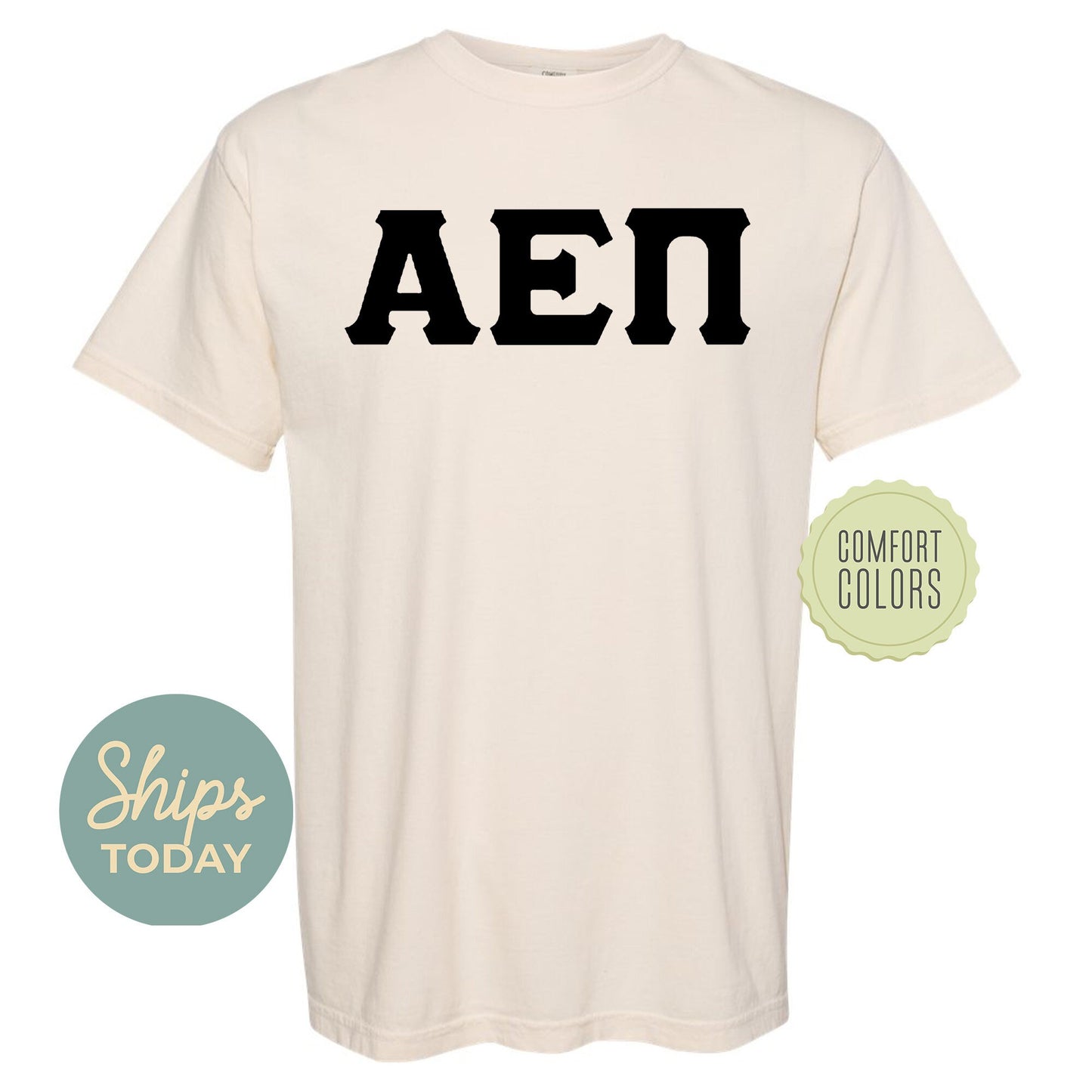Alpha Epsilon Pi Black Letters Comfort Colors Farternity T-shirt _ 34907g
