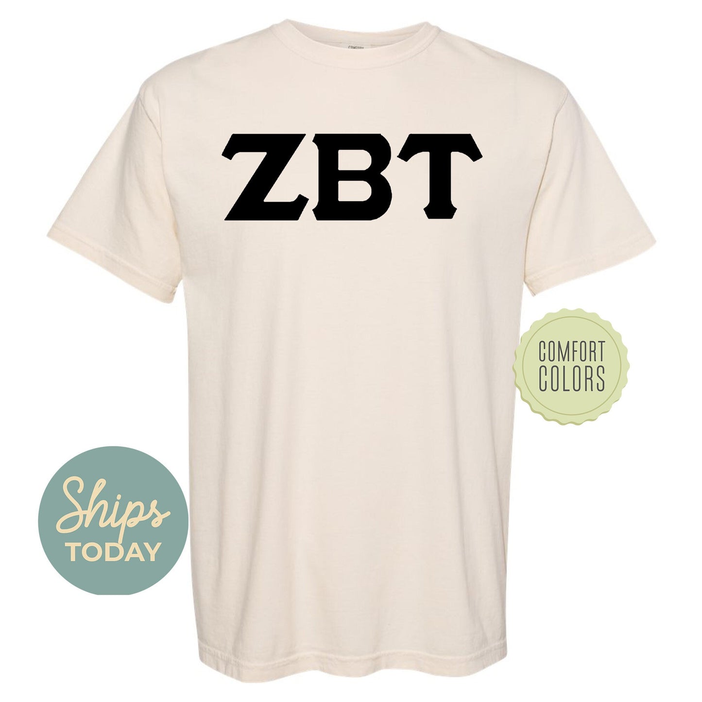 Zeta Beta Tau Black Letters Comfort Colors Farternity T-shirt _ 34936g