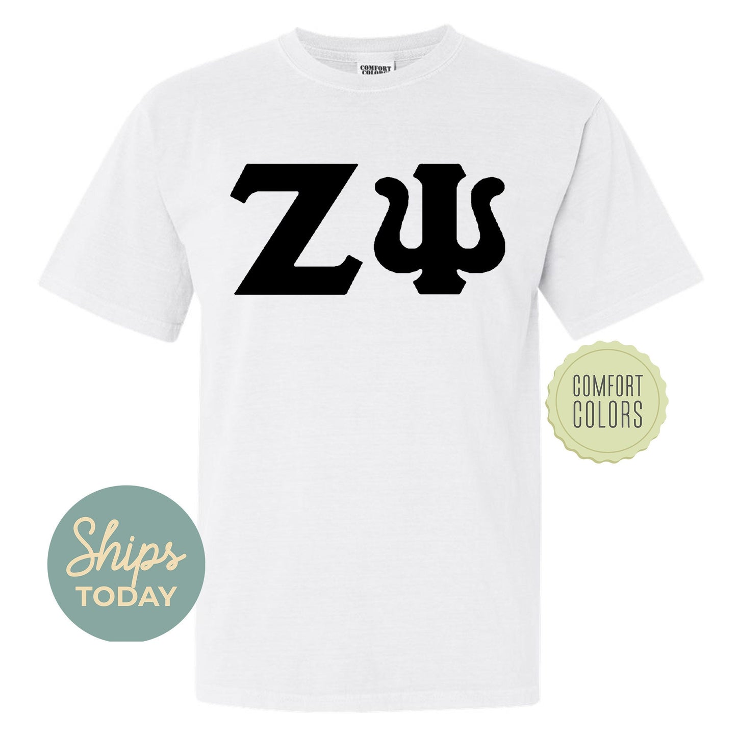 Zeta Psi Black Letters Comfort Colors Farternity T-shirt _ 34937g