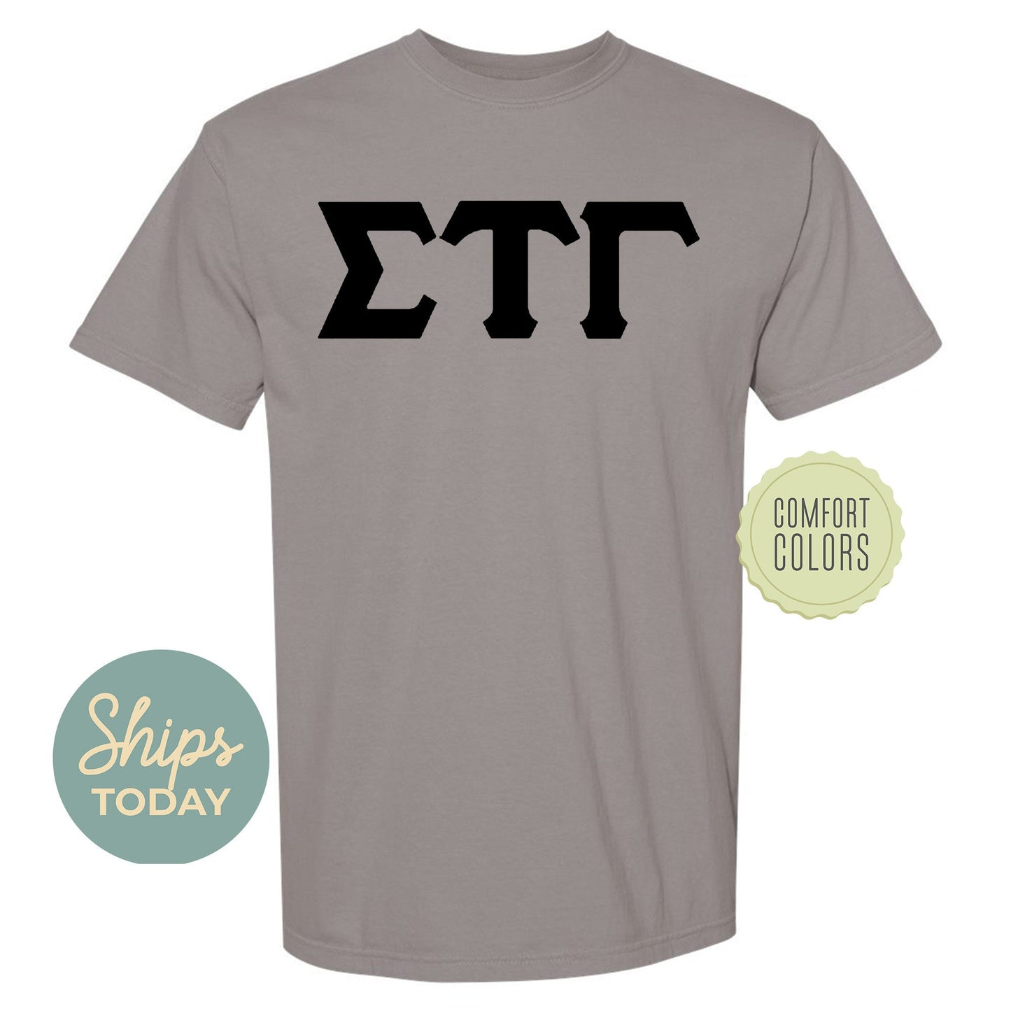 Sigma Tau Gamma Black Letters Comfort Colors Farternity T-shirt _ 34933g