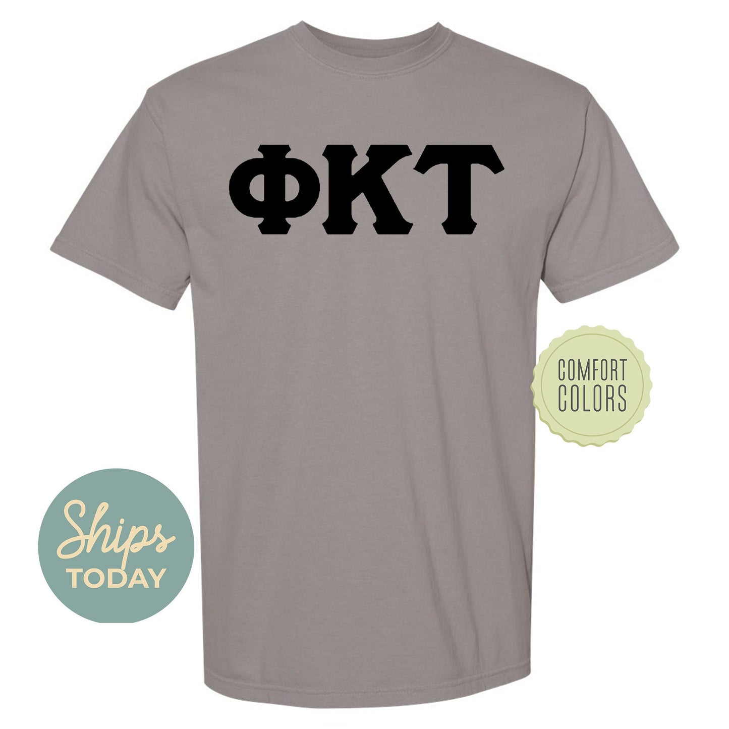 Phi Kappa Tau Black Letters Comfort Colors Farternity T-shirt _ 34923g