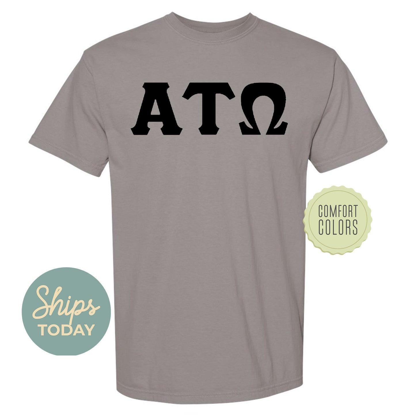 Alpha Tau Omega Black Letters Comfort Colors Farternity T-shirt _ 34910g