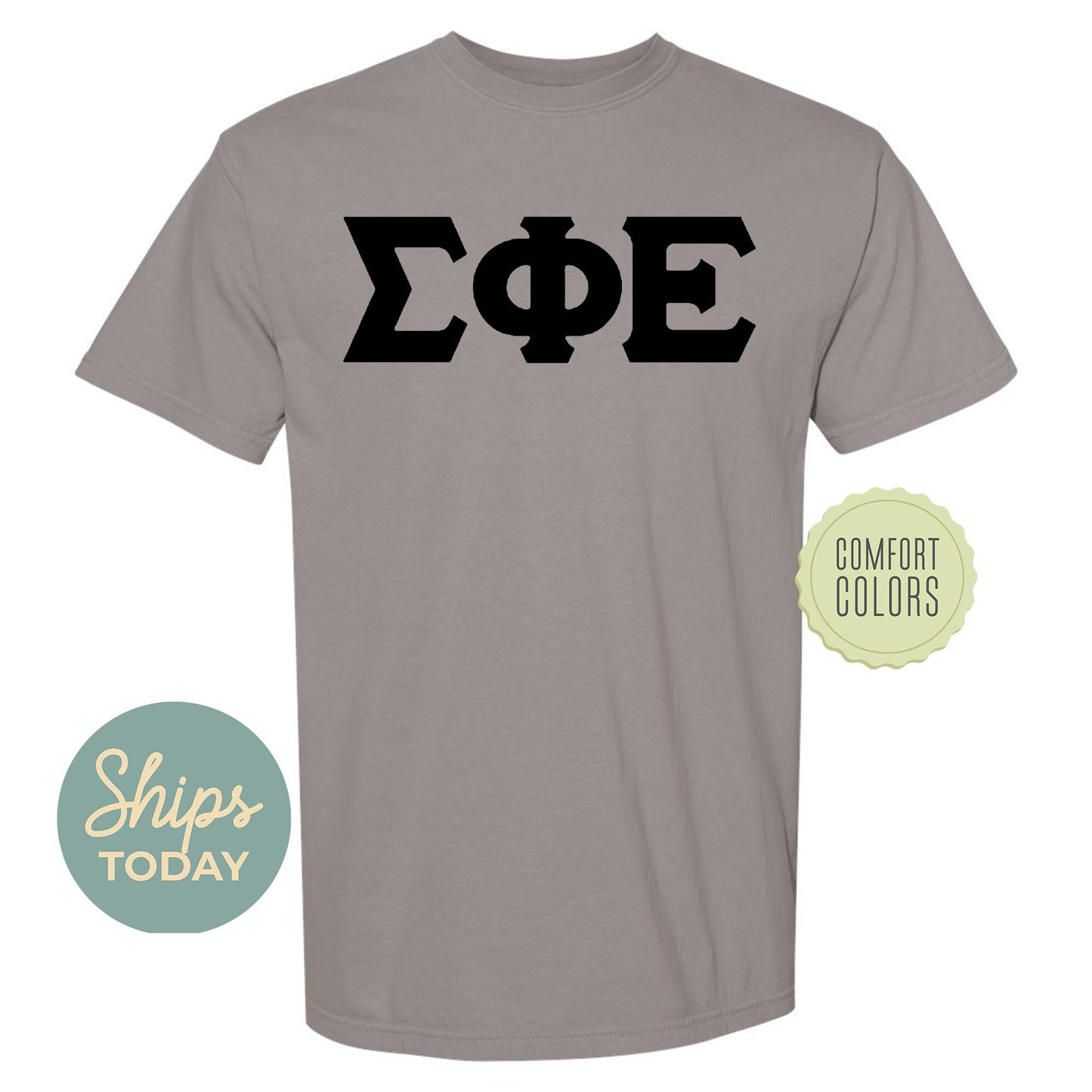 Sigma Phi Epsilon Black Letters Comfort Colors Farternity T-shirt _ 34931g