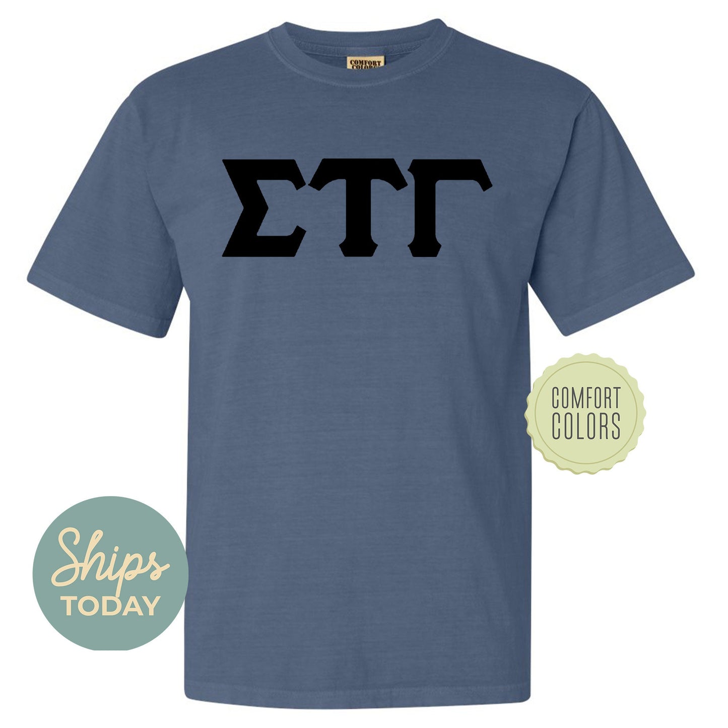 Sigma Tau Gamma Black Letters Comfort Colors Farternity T-shirt _ 34933g