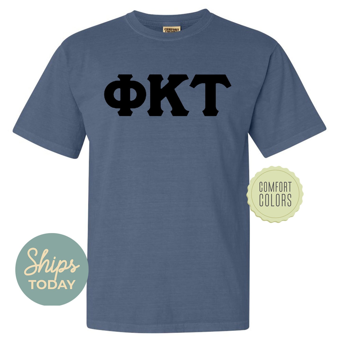 Phi Kappa Tau Black Letters Comfort Colors Farternity T-shirt _ 34923g