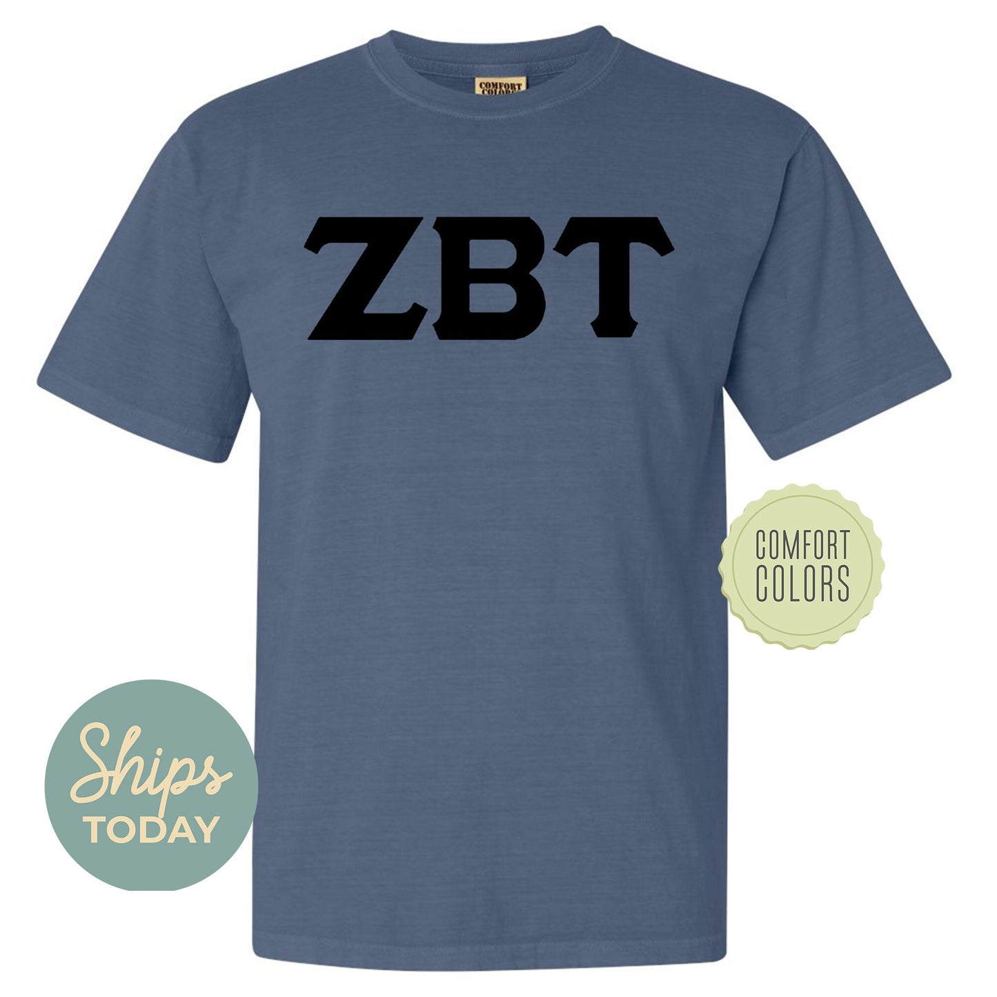 Zeta Beta Tau Black Letters Comfort Colors Farternity T-shirt _ 34936g