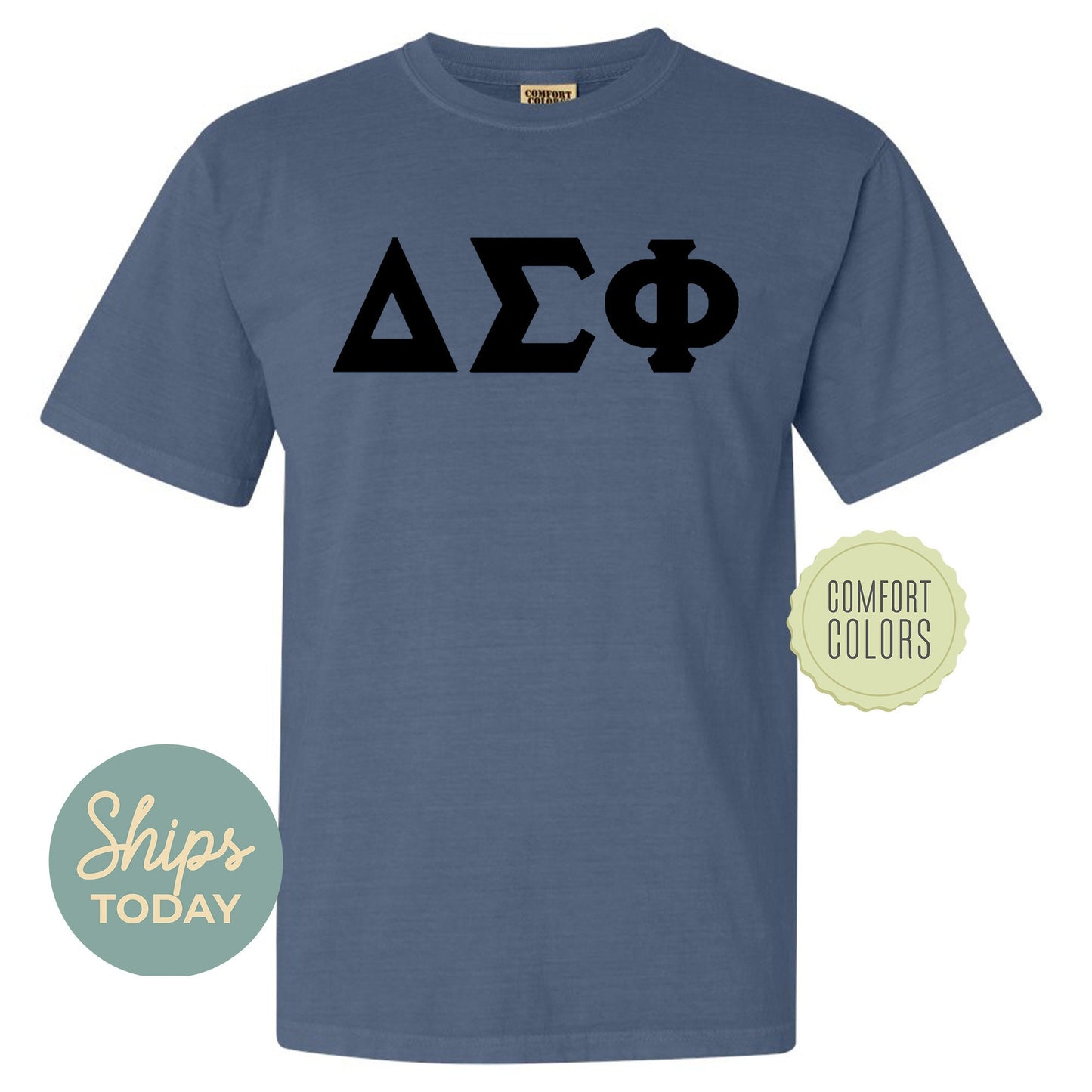 Delta Sigma Phi Black Letters Comfort Colors Farternity T-shirt _ 34914g