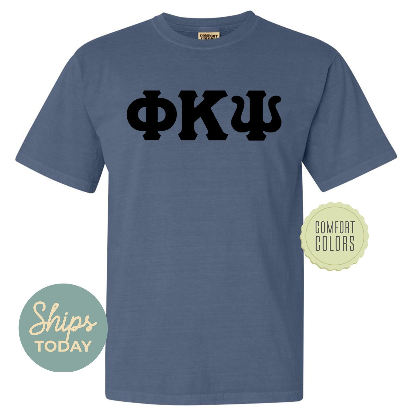 Phi Kappa Psi Black Letters Comfort Colors Farternity T-shirt _ 34922g