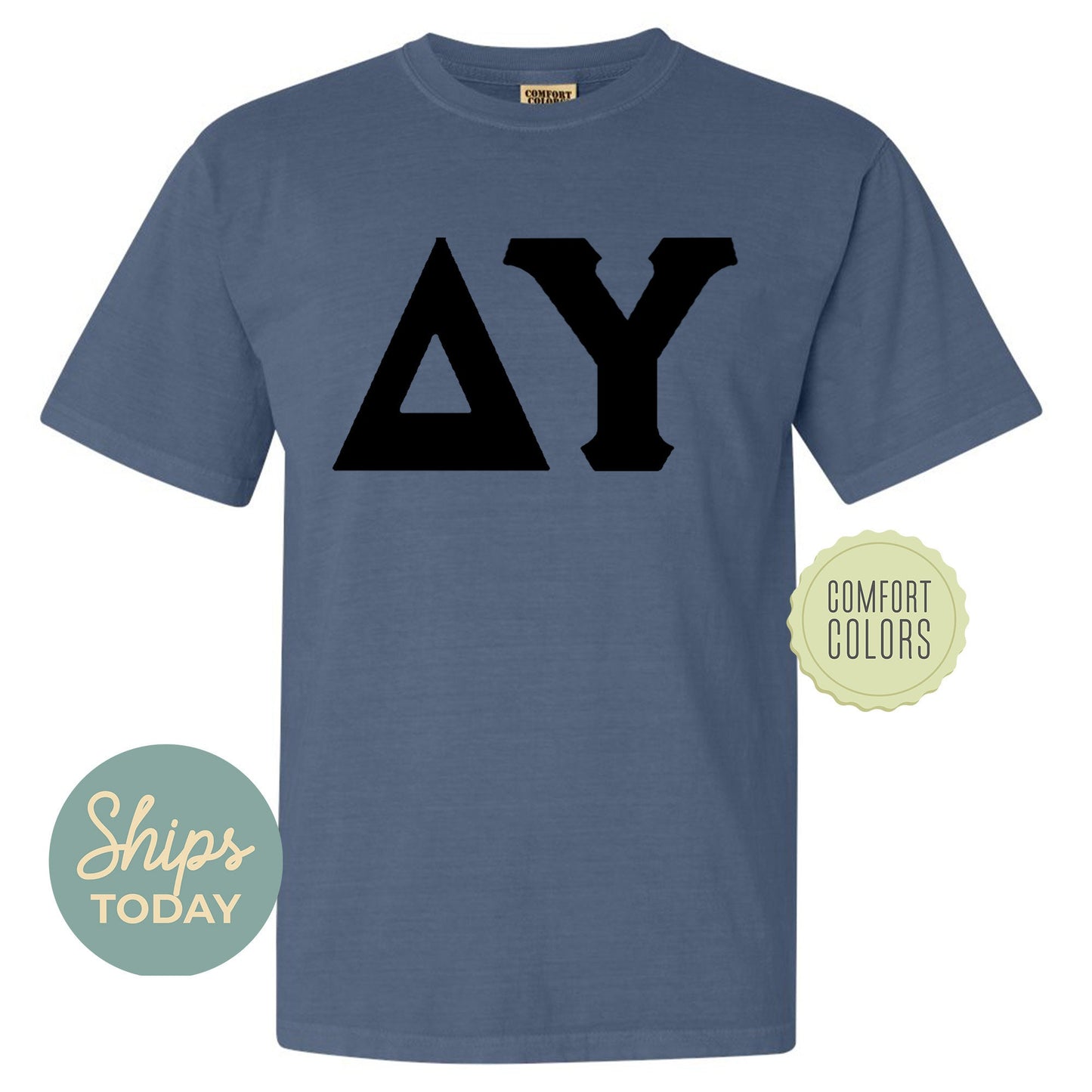 Delta Upsilon Black Letters Comfort Colors Farternity T-shirt _ 34916g