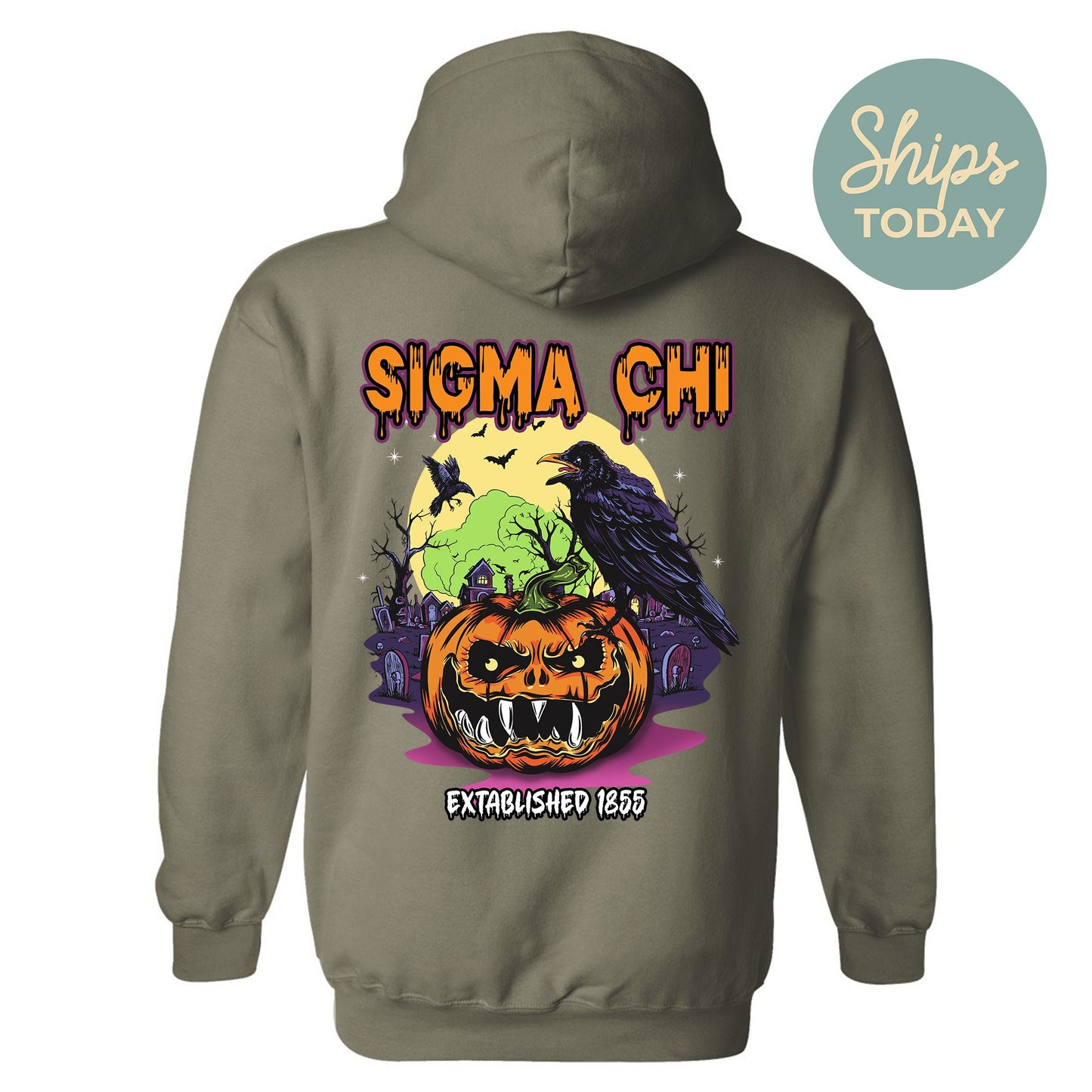 Sigma Chi Halloween Bats Fraternity Hoodie _ 36274g