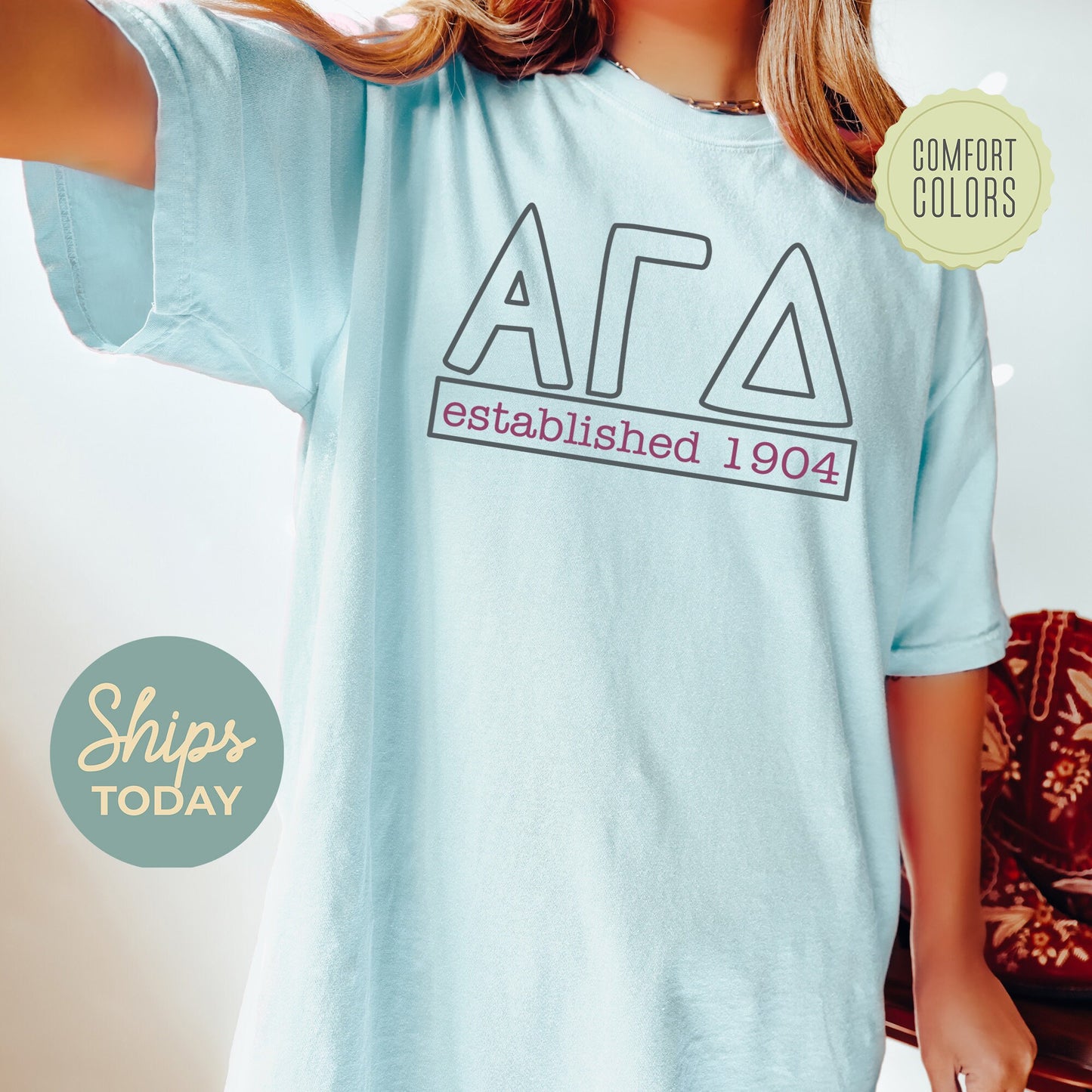 Alpha Gamma Delta Simply Greek Comfort Colors Sorority T-shirt _ 39339g