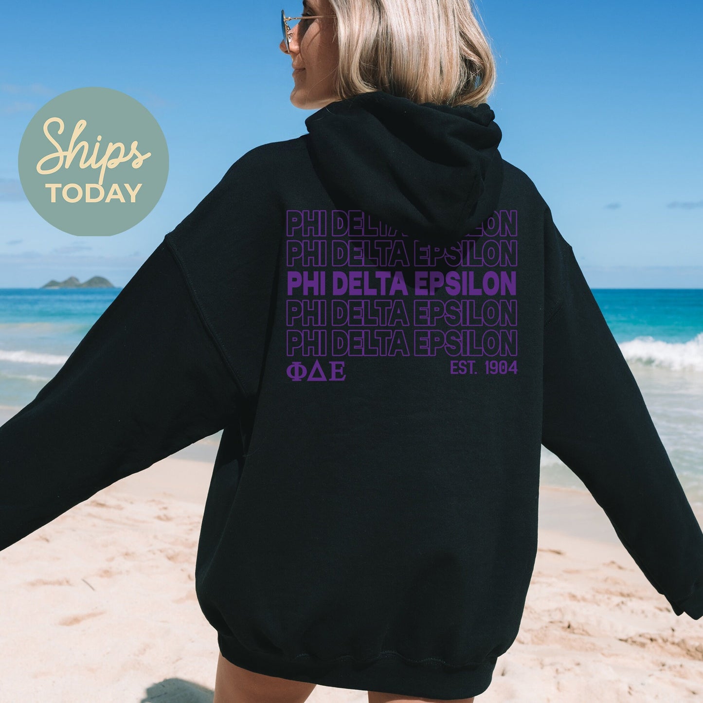 Phi Delta Epsilon Repeating Letters COED Hoodie _ 35594g