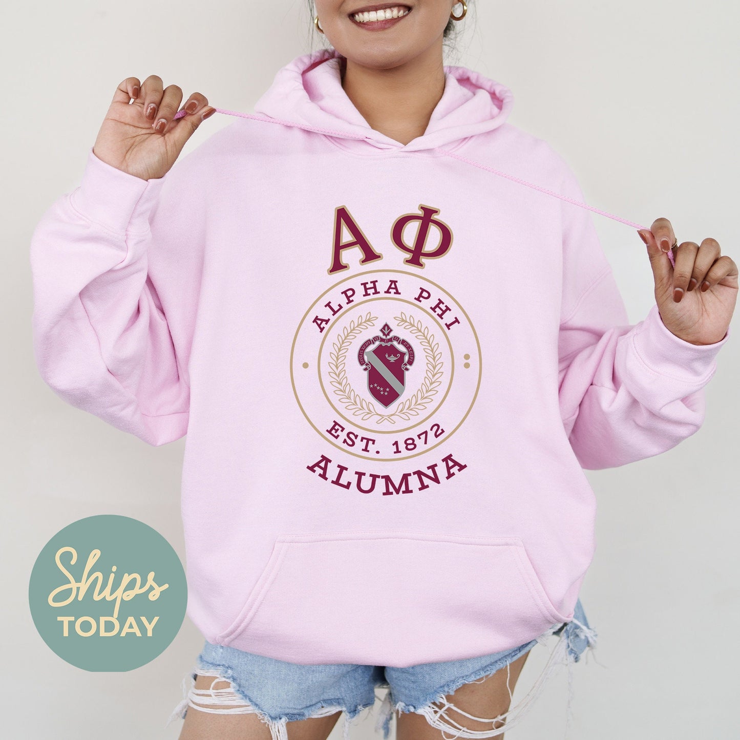 Alpha Phi Alumna Vintage Sorority Hoodie _ 31014g