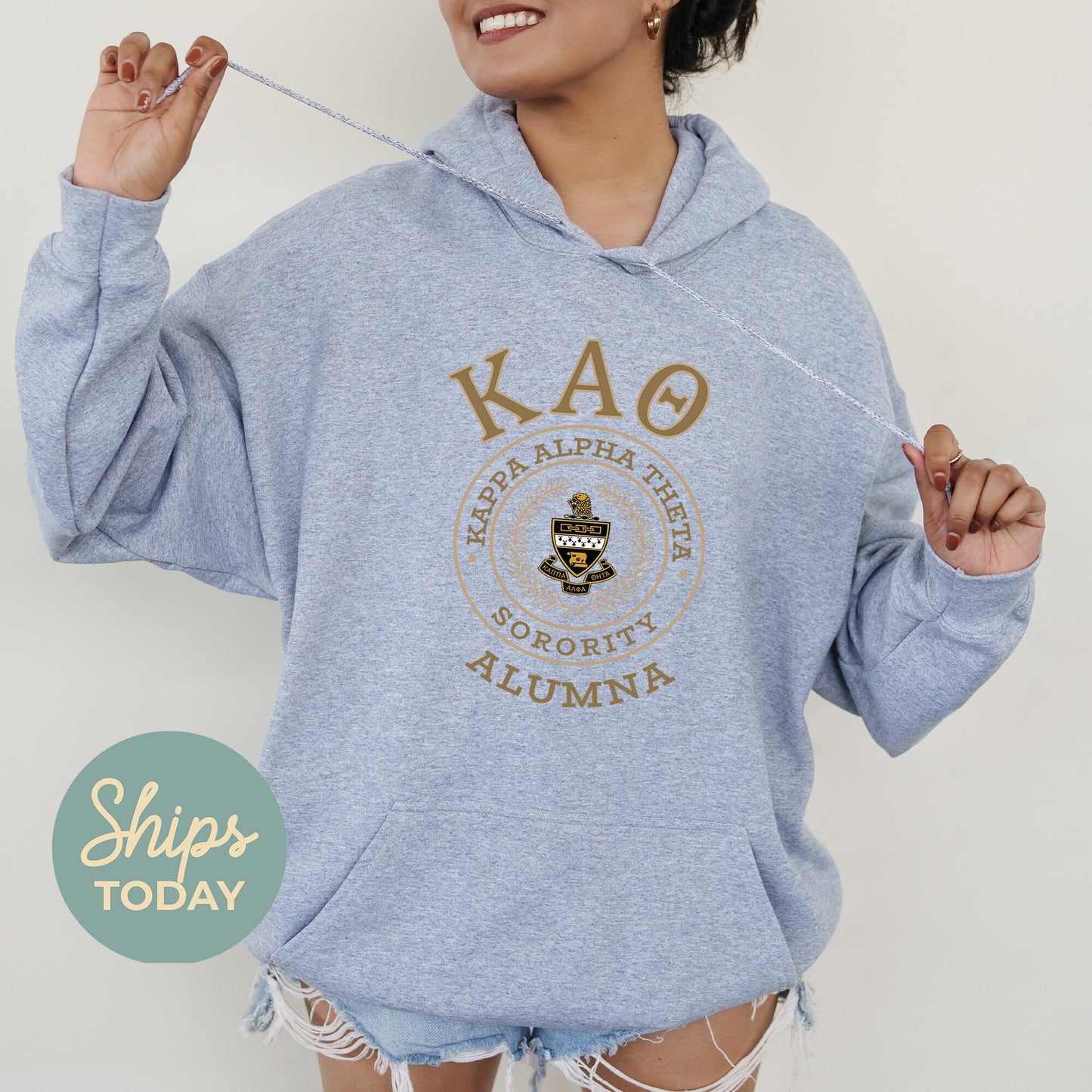 Kappa Alpha Theta Alumna Vintage Sorority Hoodie _ 31024g