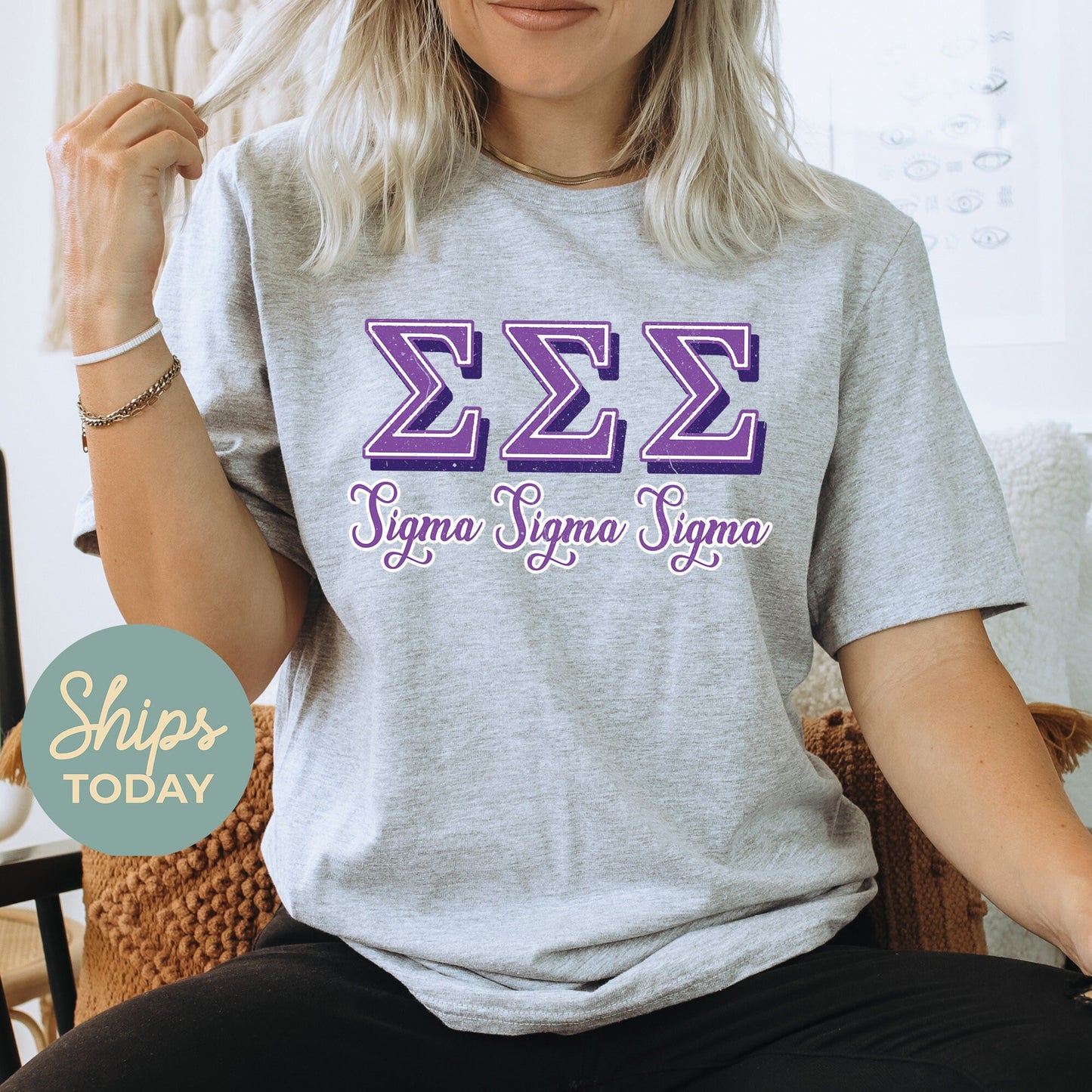Sigma Sigma Sigma Greek Colors Sorority T-shirt _ 36092g