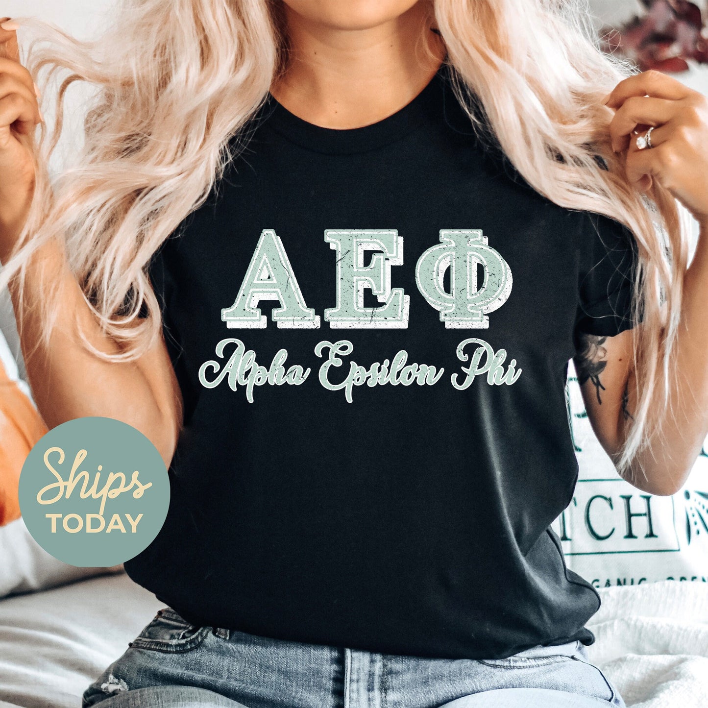 Alpha Epsilon Phi Greek Colors Sorority T-shirt _ 36071g