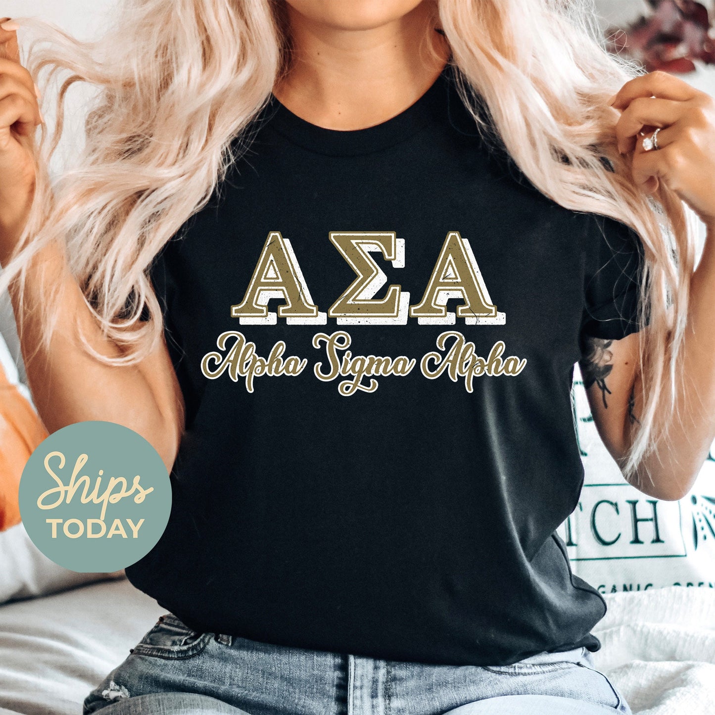 Alpha Sigma Alpha Greek Colors Sorority T-shirt _ 36075g