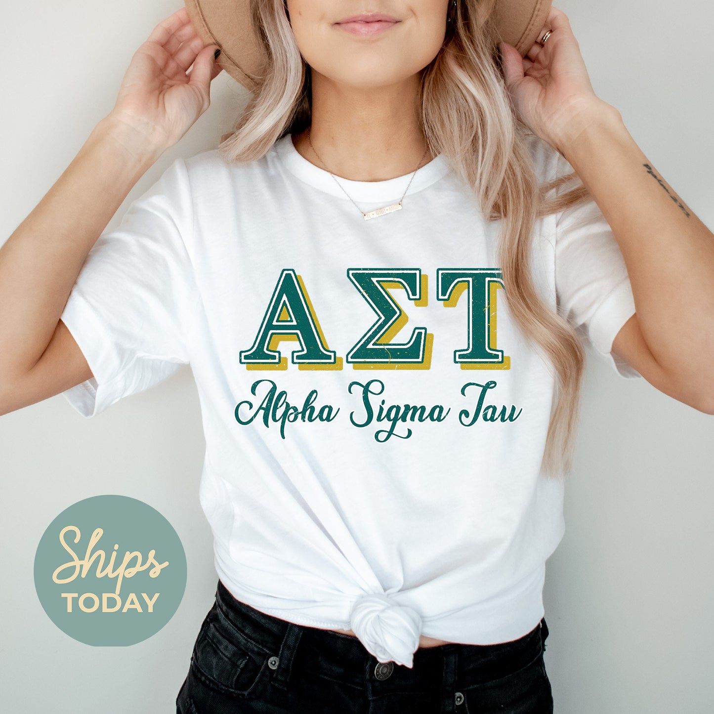 Alpha Sigma Tau Greek Colors Sorority T-shirt _ 36076g